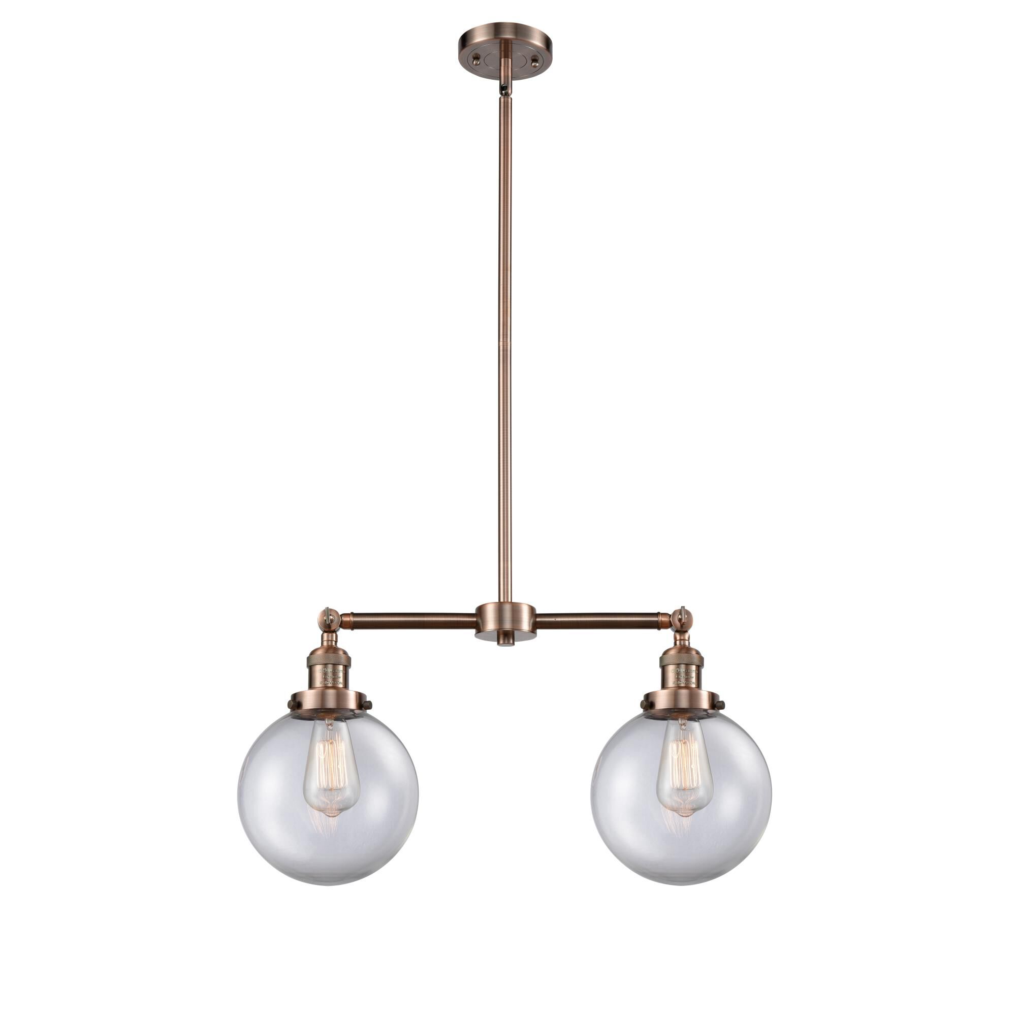 Shown in Antique Copper finish and Clear glass