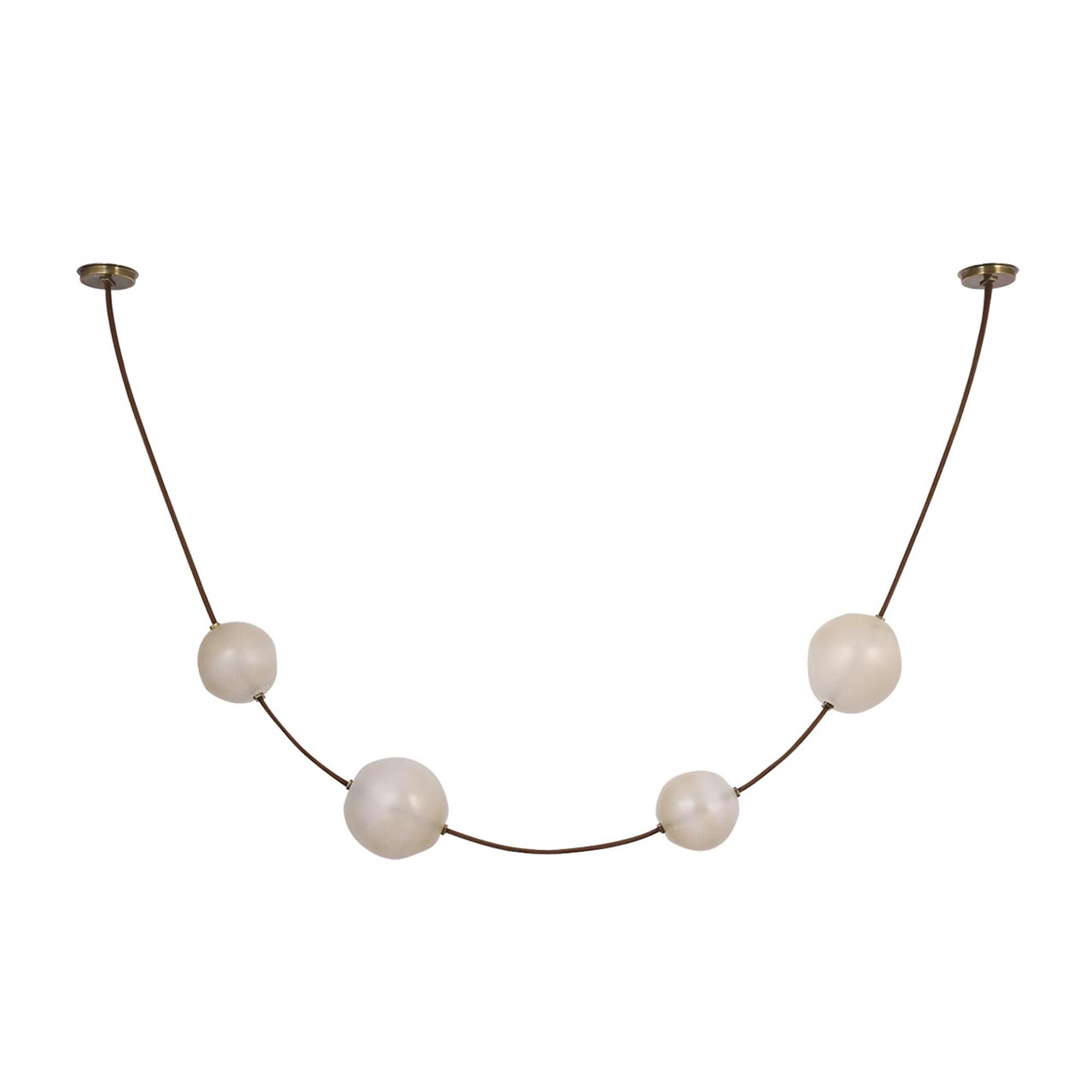 Shown in Russet Suede And Mottled Brass finish and Fizzy Nude glass