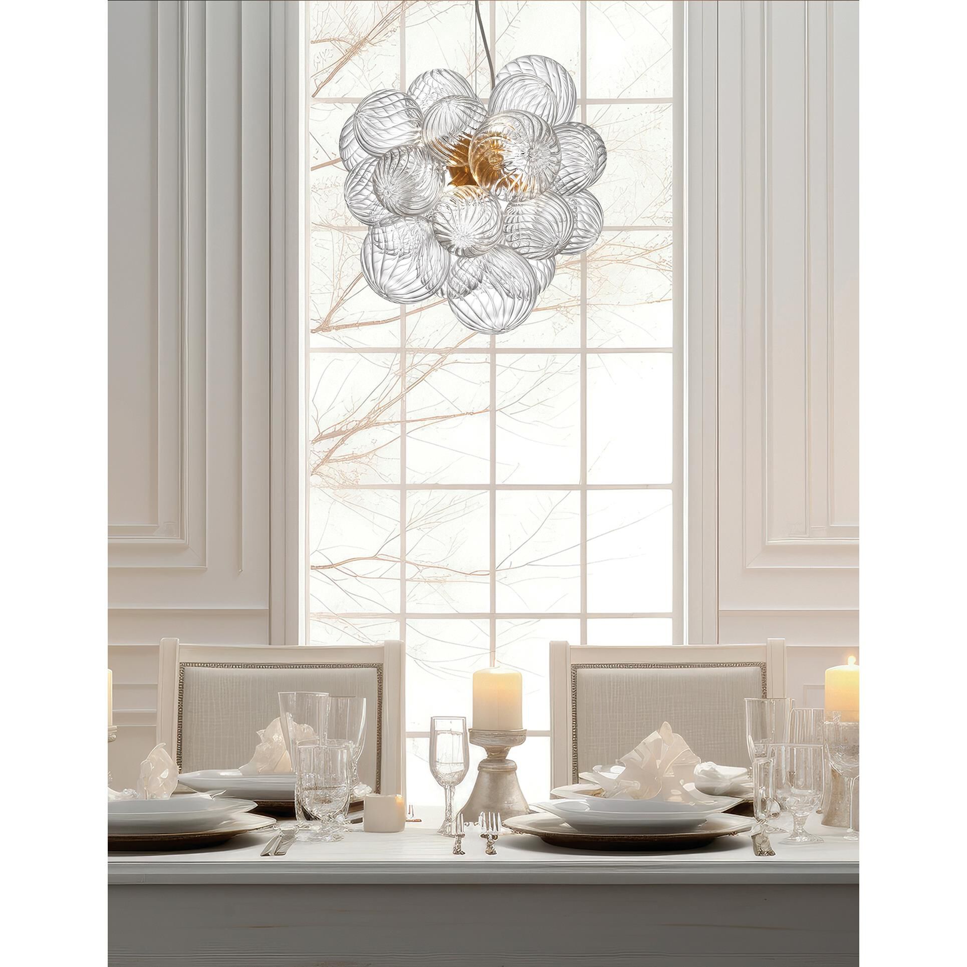 Shown in Aged Brass finish and Clear glass