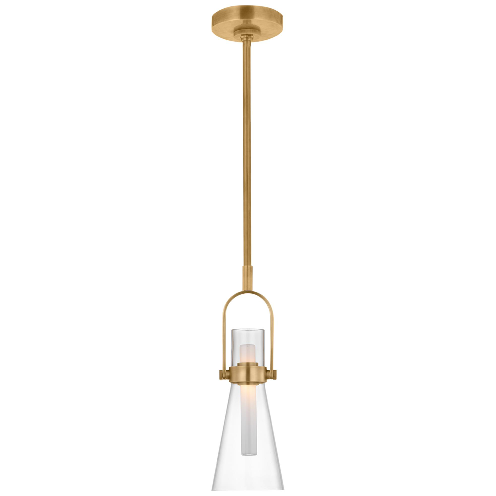 Shown in Hand-Rubbed Antique Brass finish and Clear glass