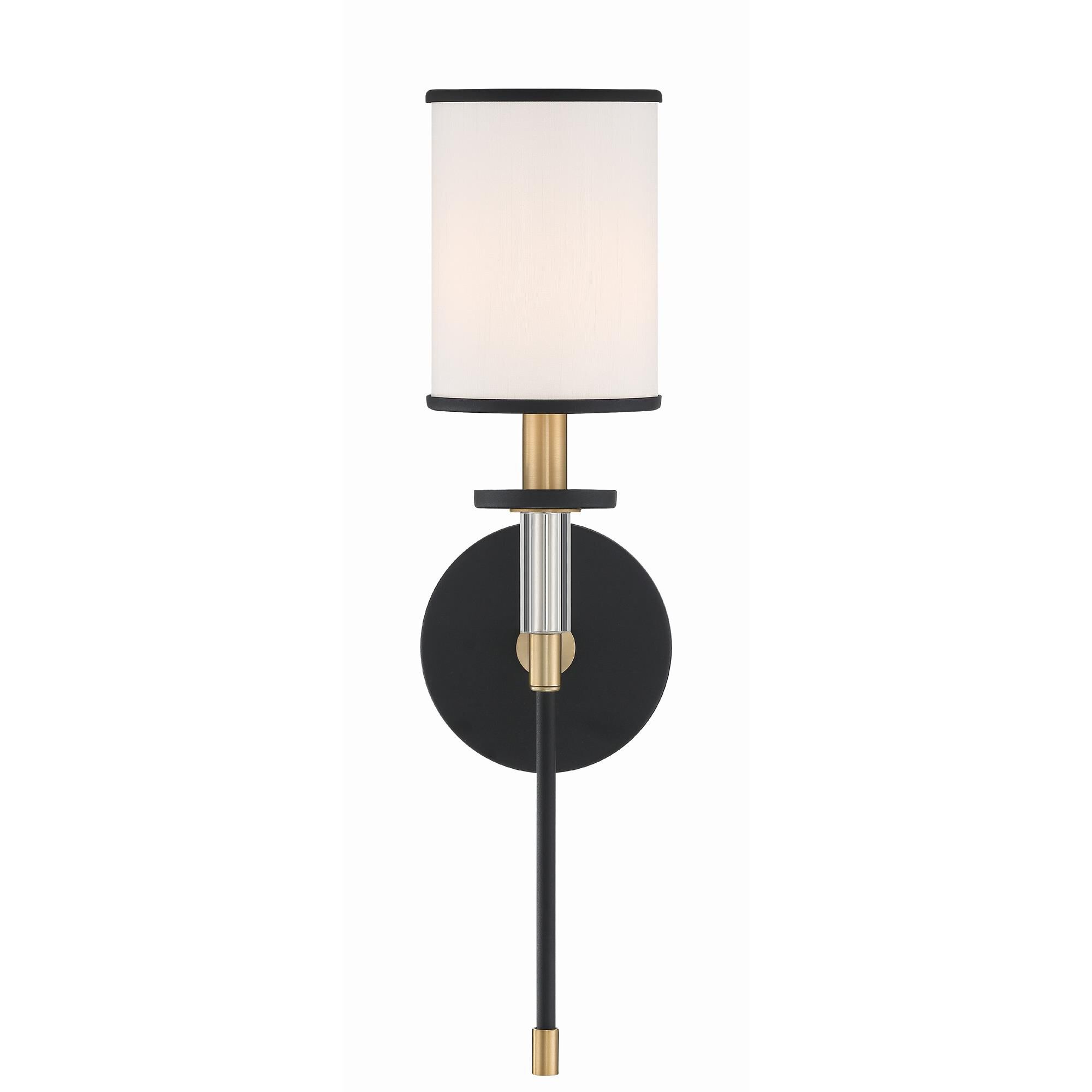 Shown in Black Forged + Vibrant Gold finish and Accents crystal and Silk glass and Silk shade