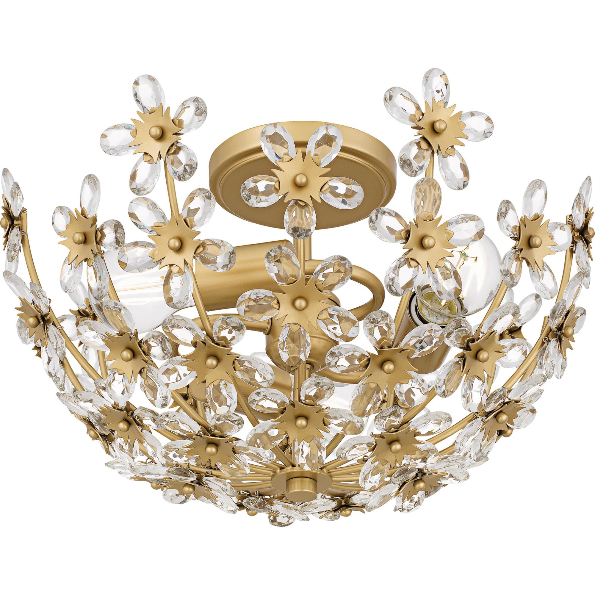 Shown in Soft Gold finish and Clear Crystal Glass shade