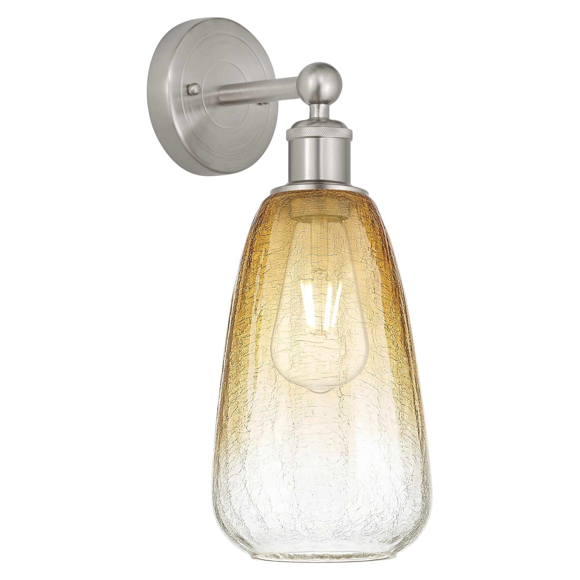 Shown in Brushed Satin Nickel finish and Amber glass