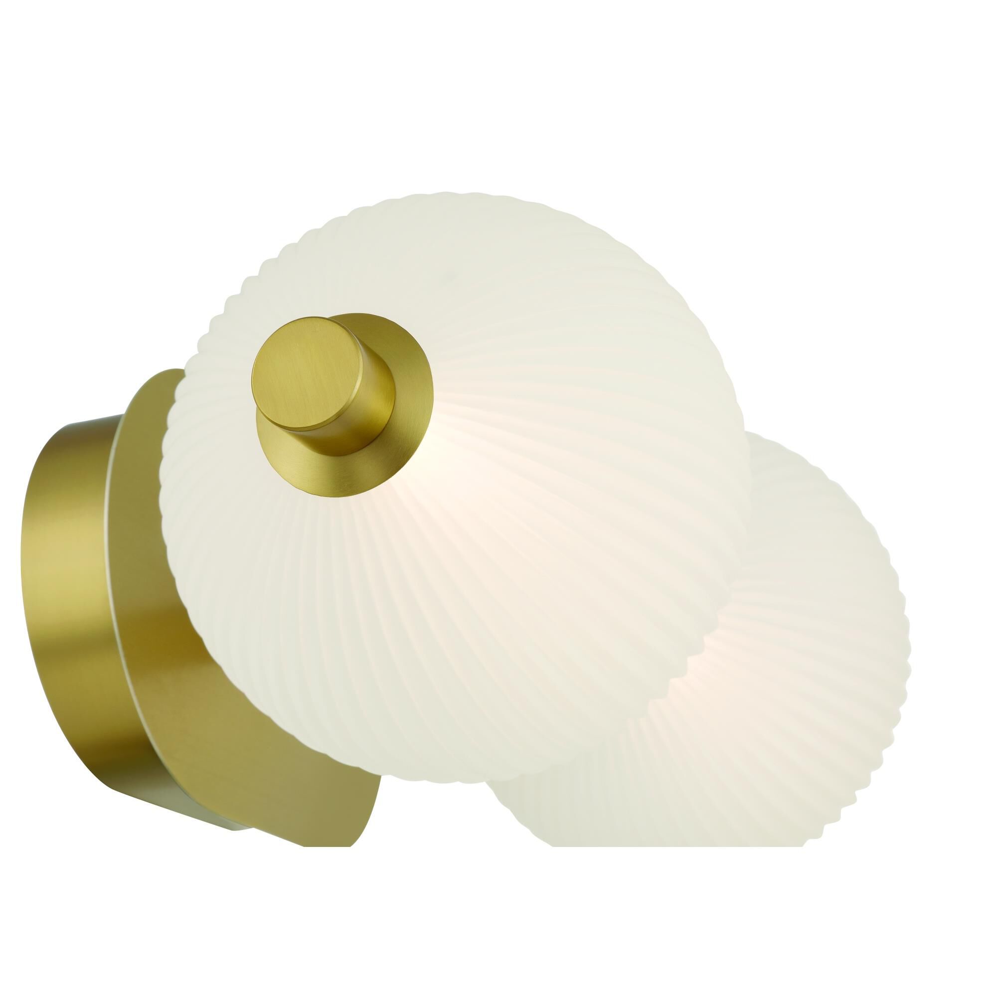 Shown in Gold finish and Opal Ribbed  glass