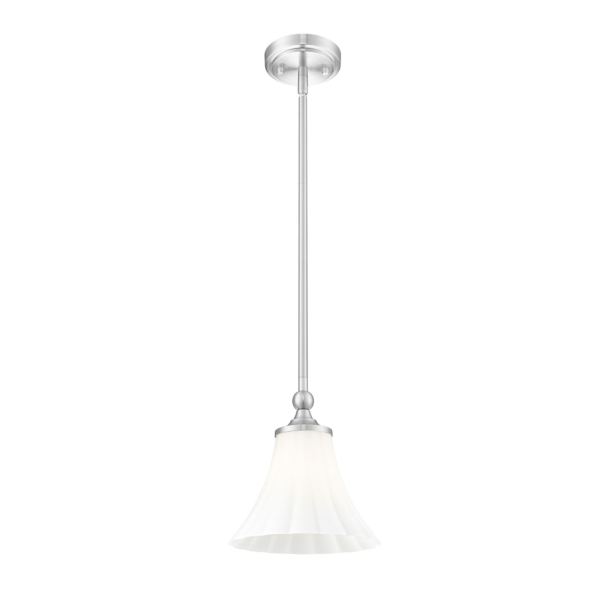 Shown in Brushed Nickel finish and Opal Etched glass