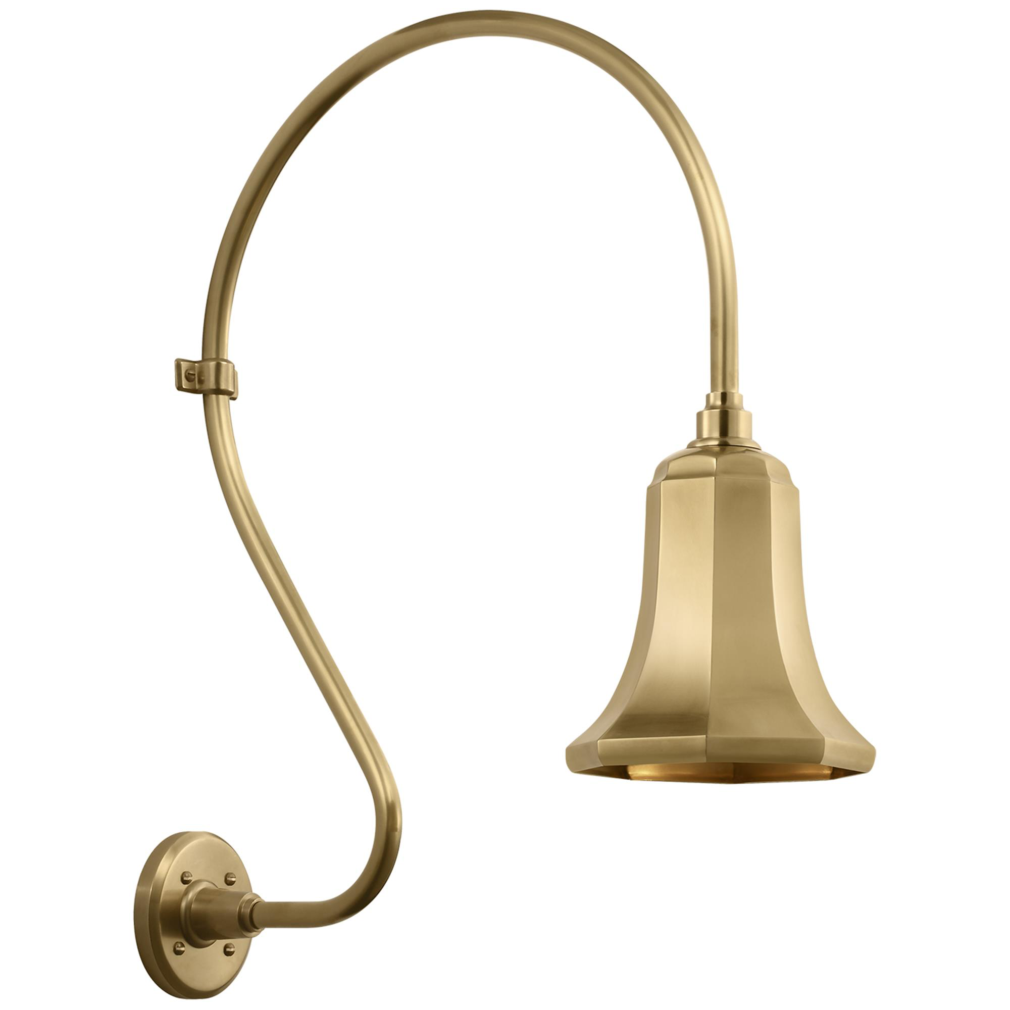 Shown in Hand-Rubbed Antique Brass finish and Gold shade