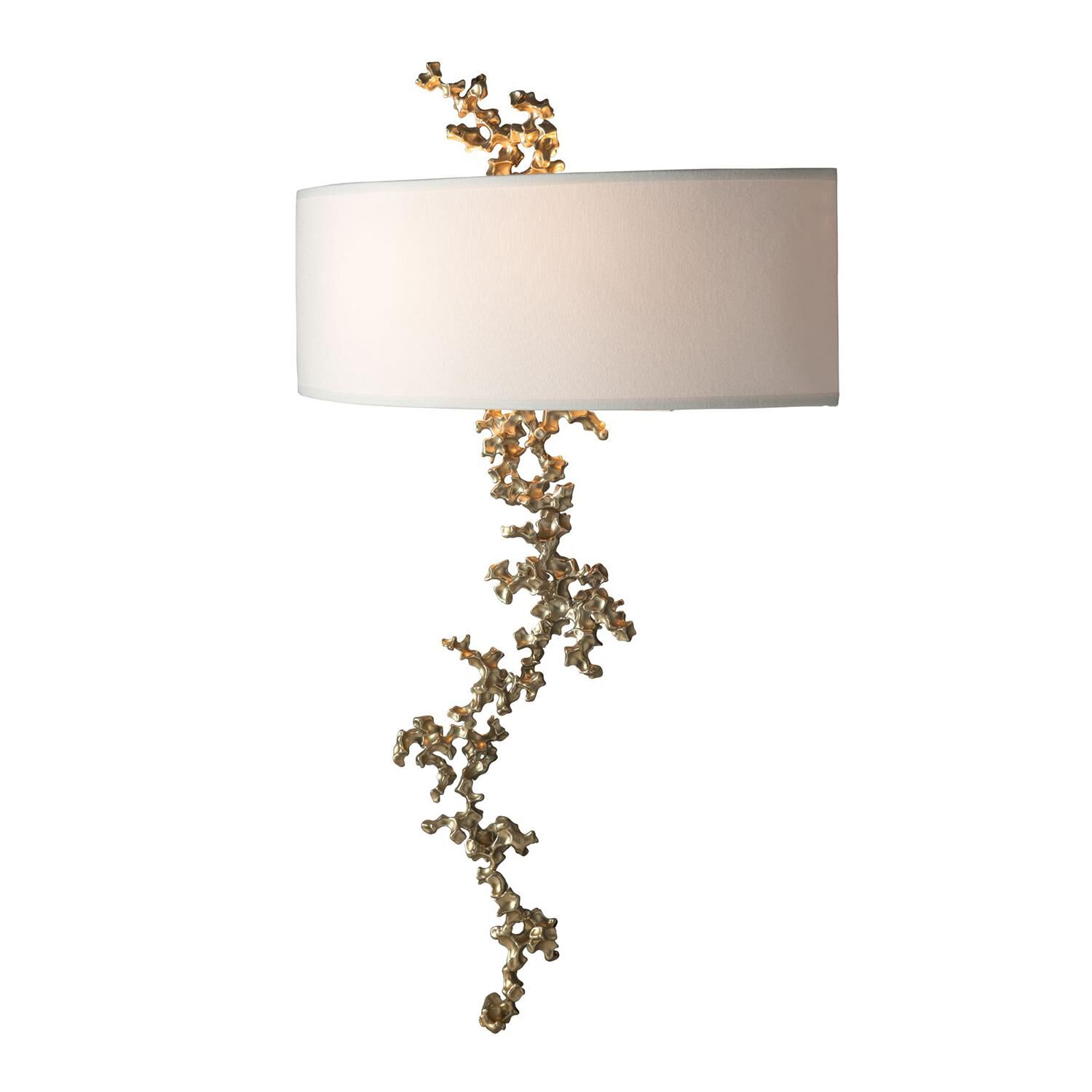 Shown in Modern Brass finish and Natural Anna shade