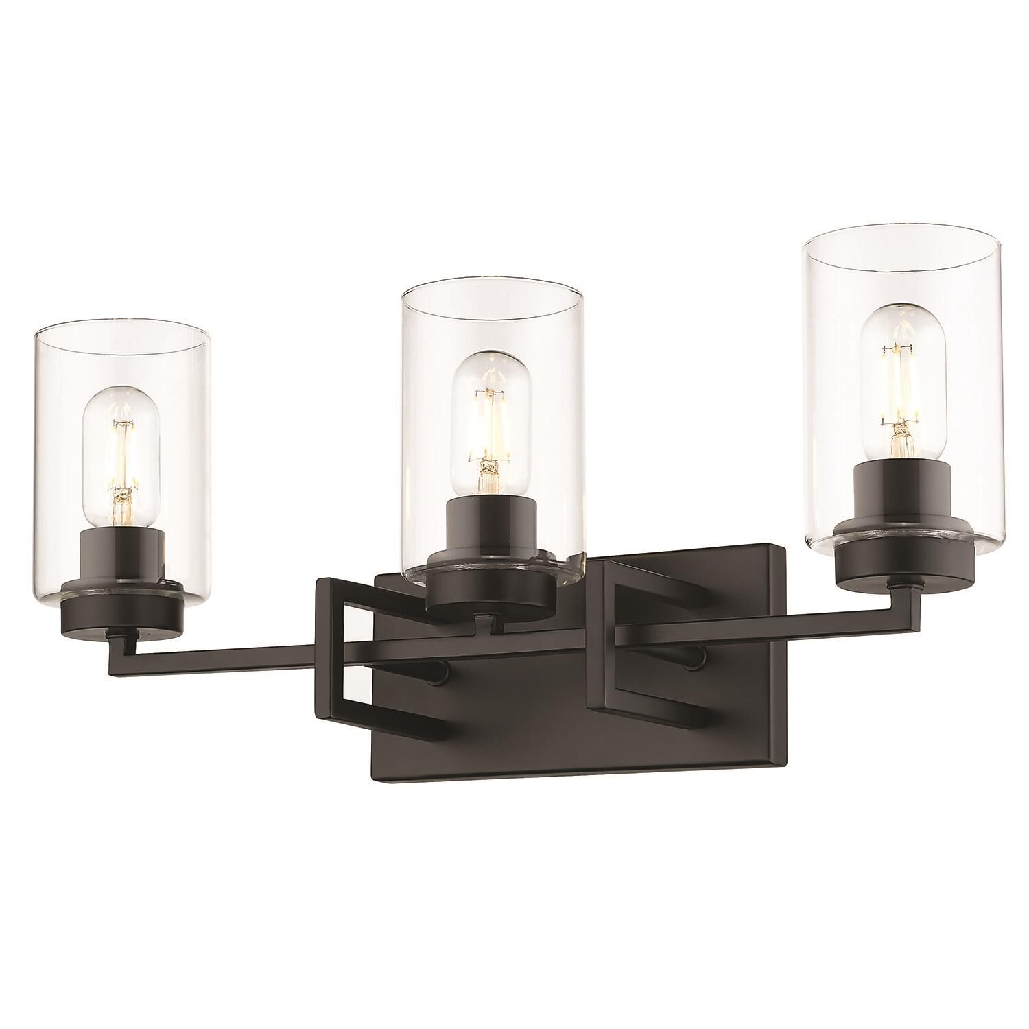 Shown in Black finish and Clear  Cylinder glass and Clear Glass Cylinder shade