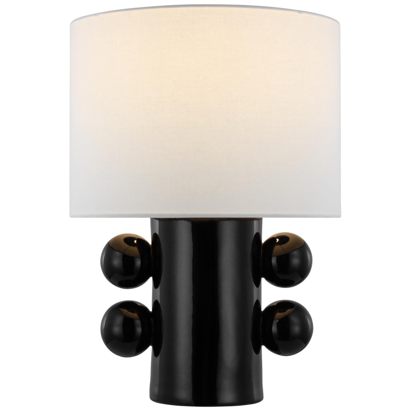Shown in Black finish and Linen shade