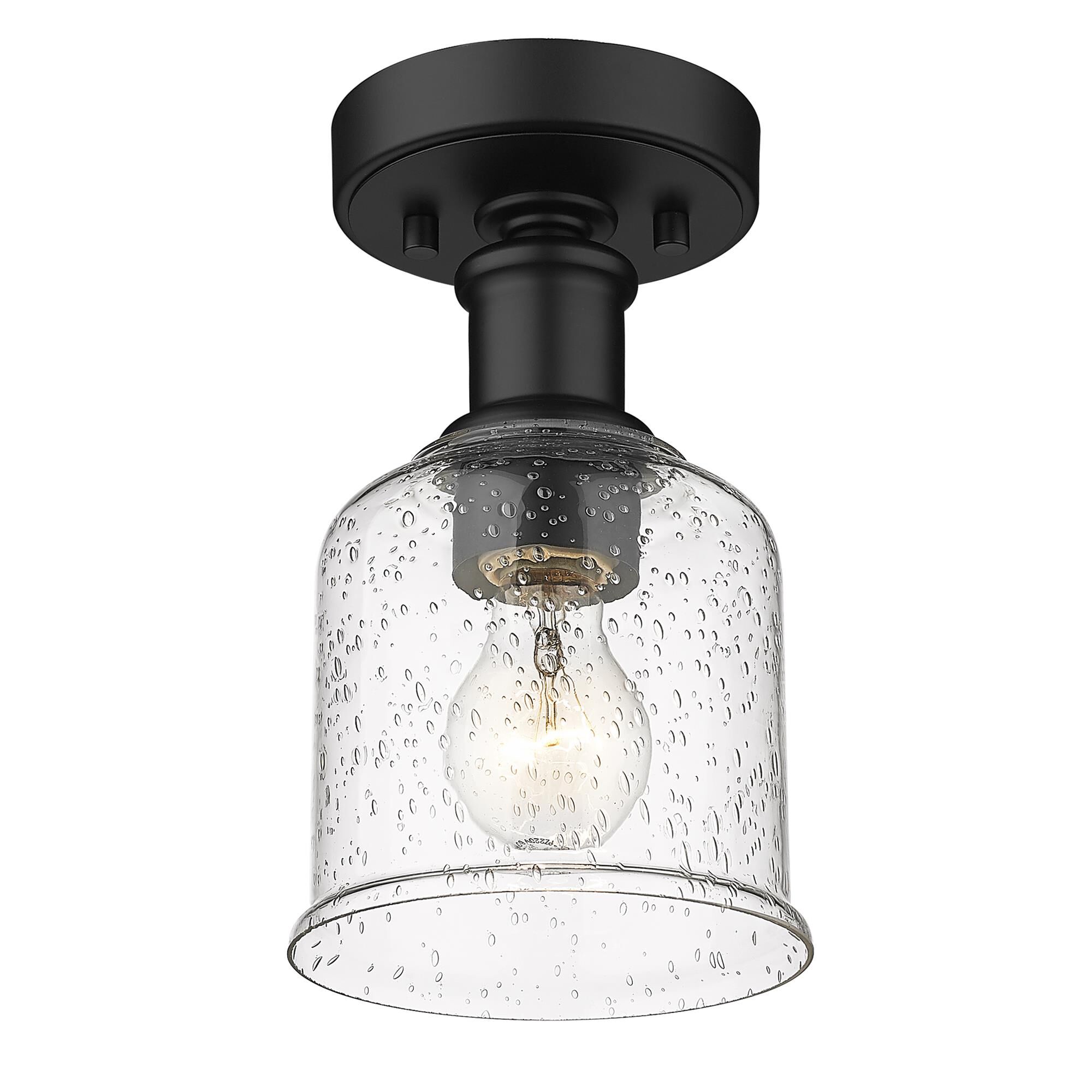 Shown in Matte Black finish and Clear Seedy glass