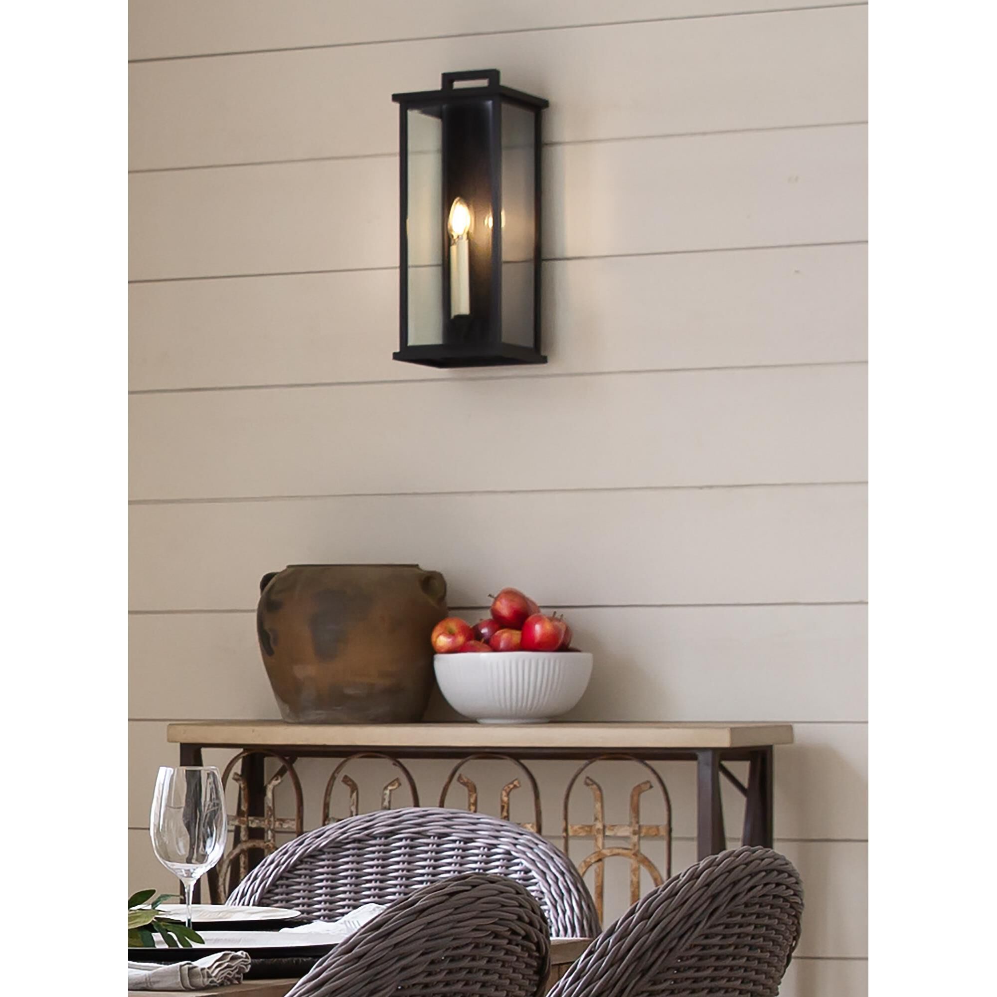 Shown in Black finish and Clear Beveled glass