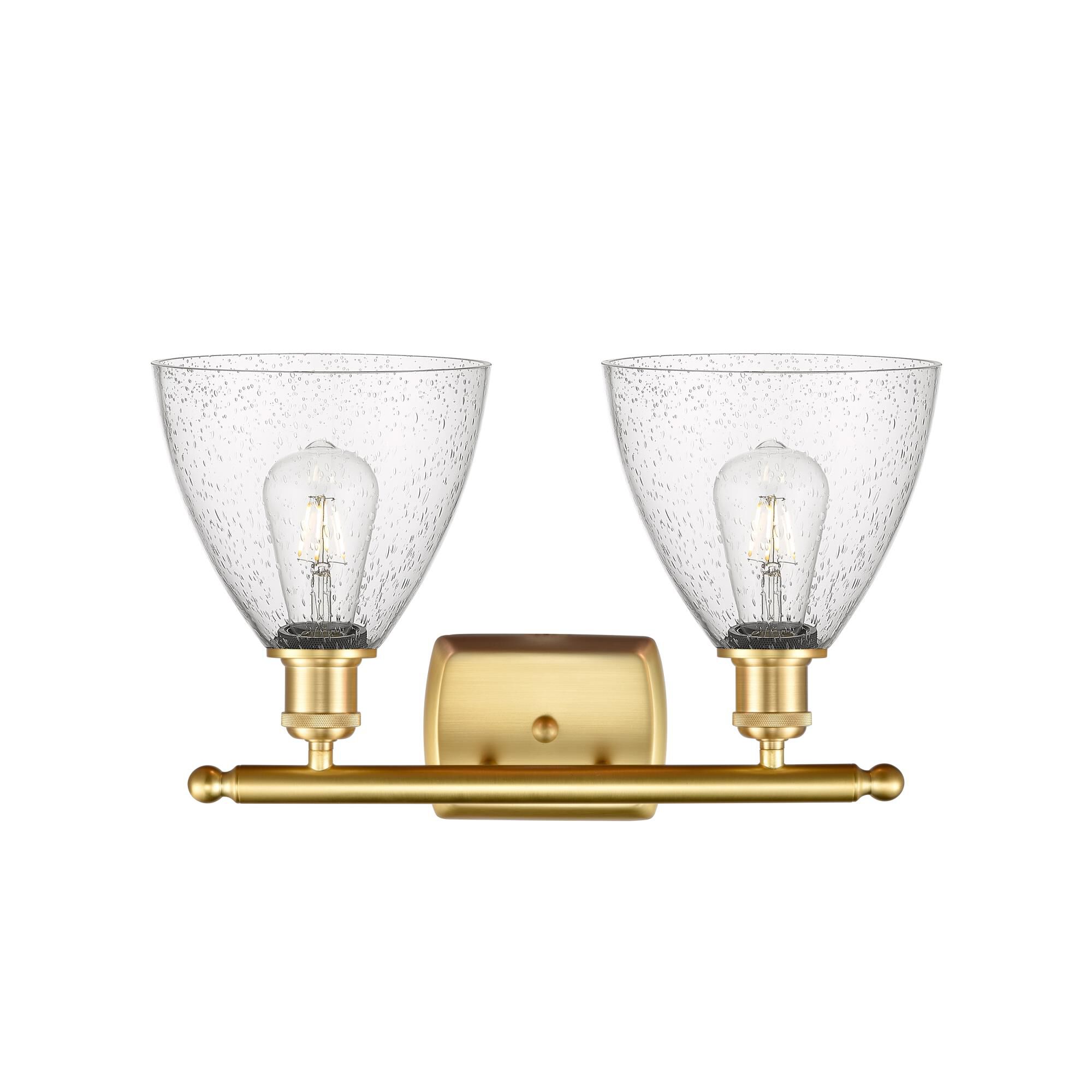 Shown in Satin Gold finish and Seedy Ballston Dome glass and No Shade shade