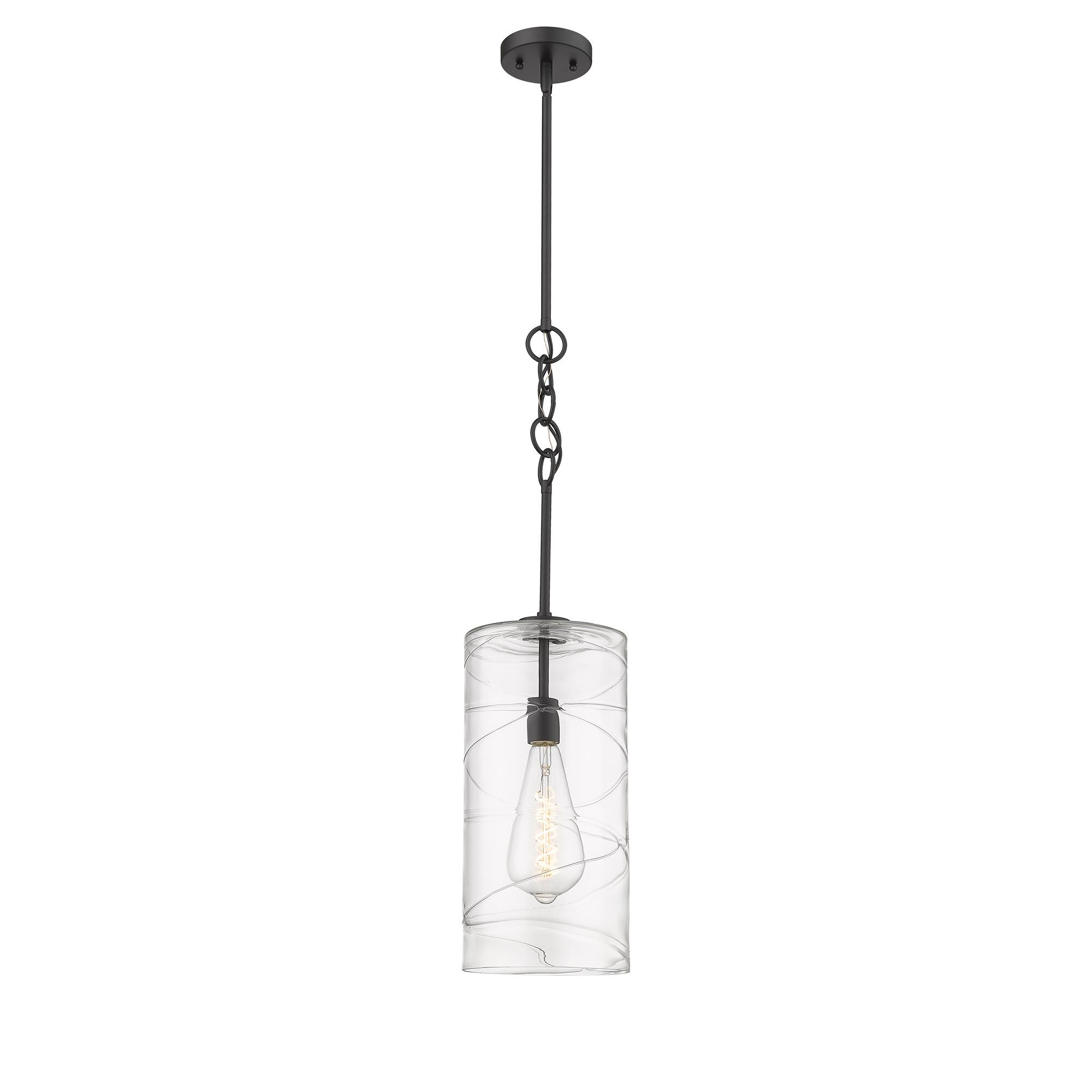 Shown in Matte Black, Clear Deco Swirl finish and Clear Deco Swirl glass and Clear Deco Swirl Glass shade