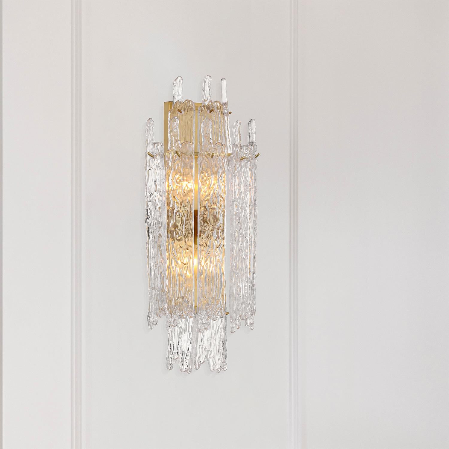 Shown in Aged Brass finish and Clear glass