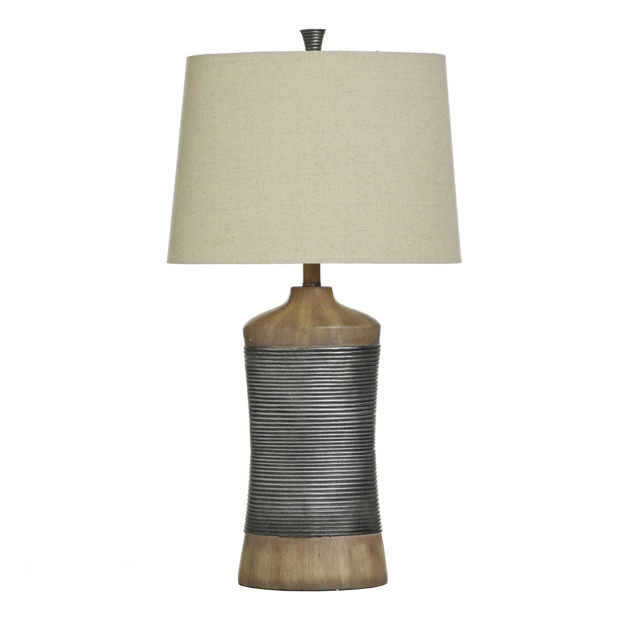Shown in Light Brown and Gray finish and Natural Polyester-Linen Blend shade