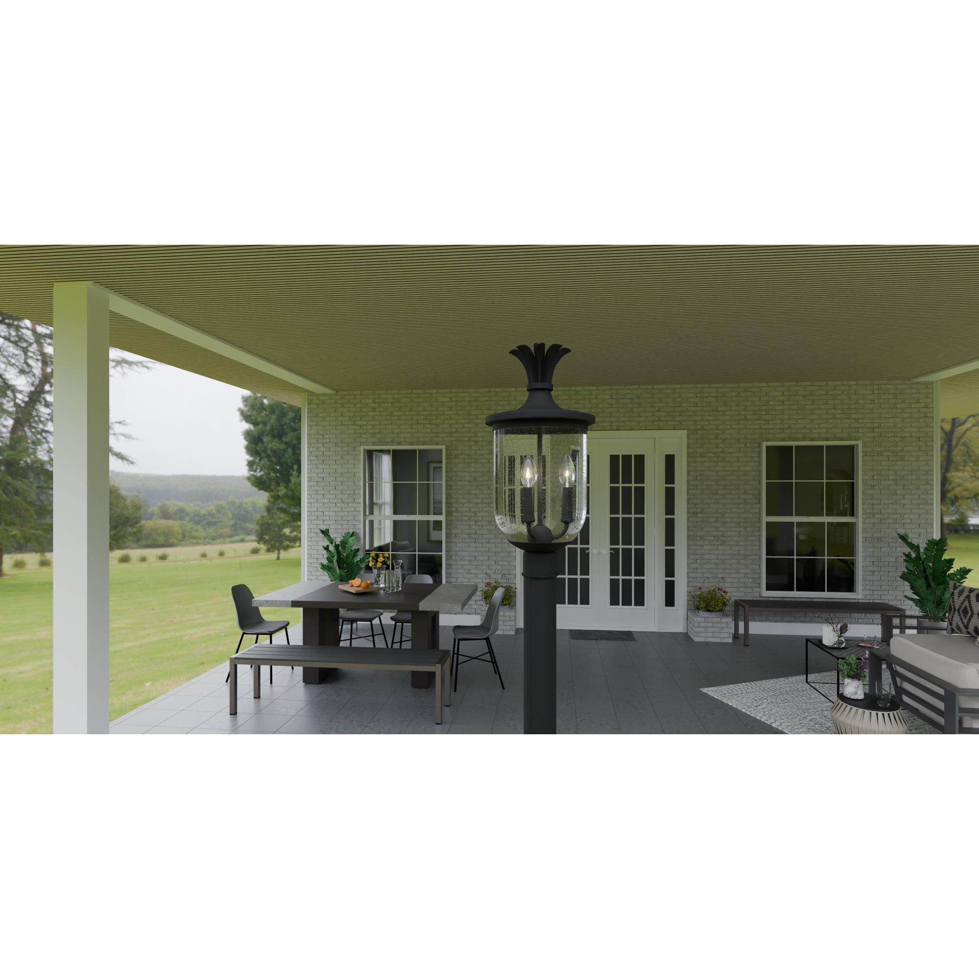 Shown in Earth Black finish and Clear Seedy glass