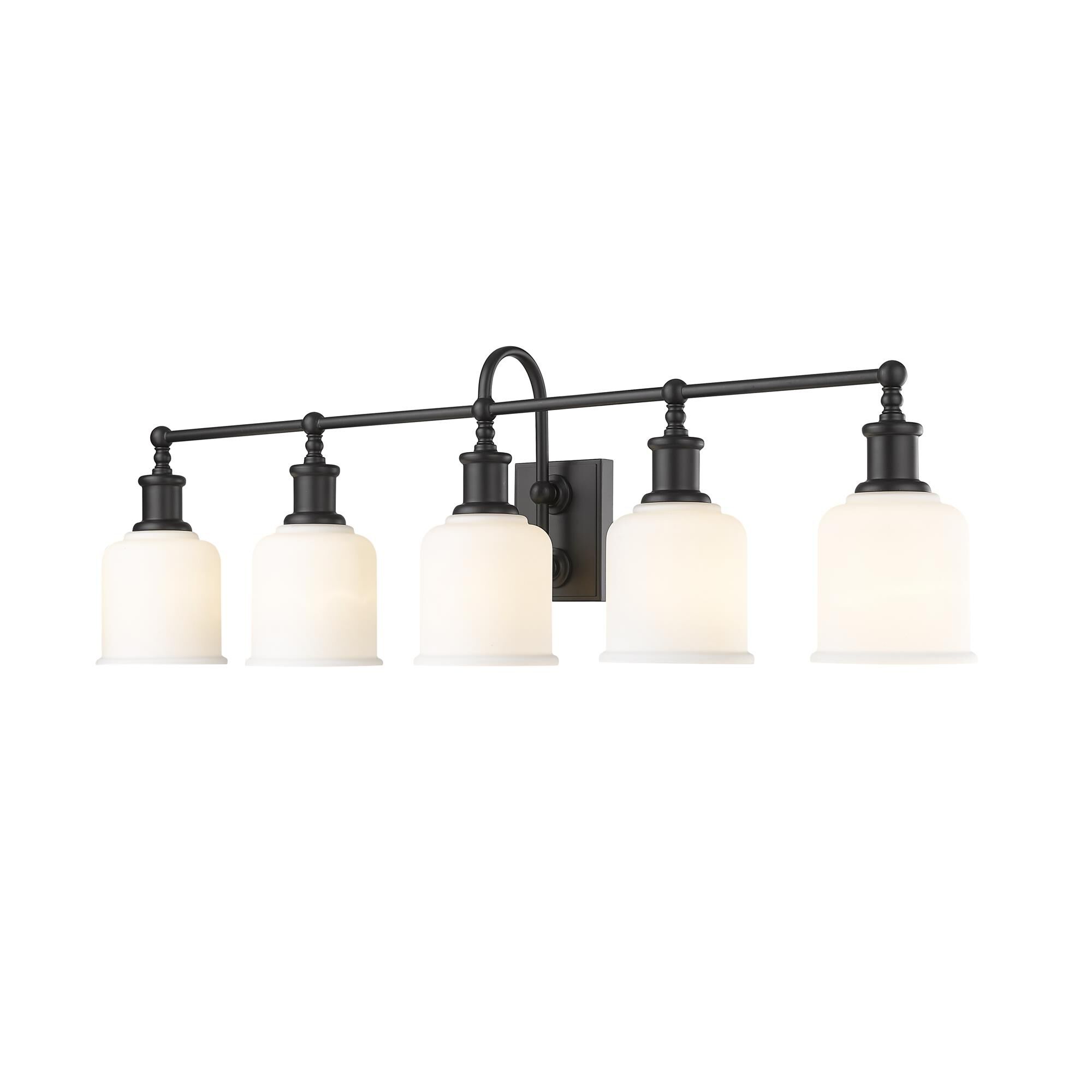 Shown in Matte Black finish and Glass shade