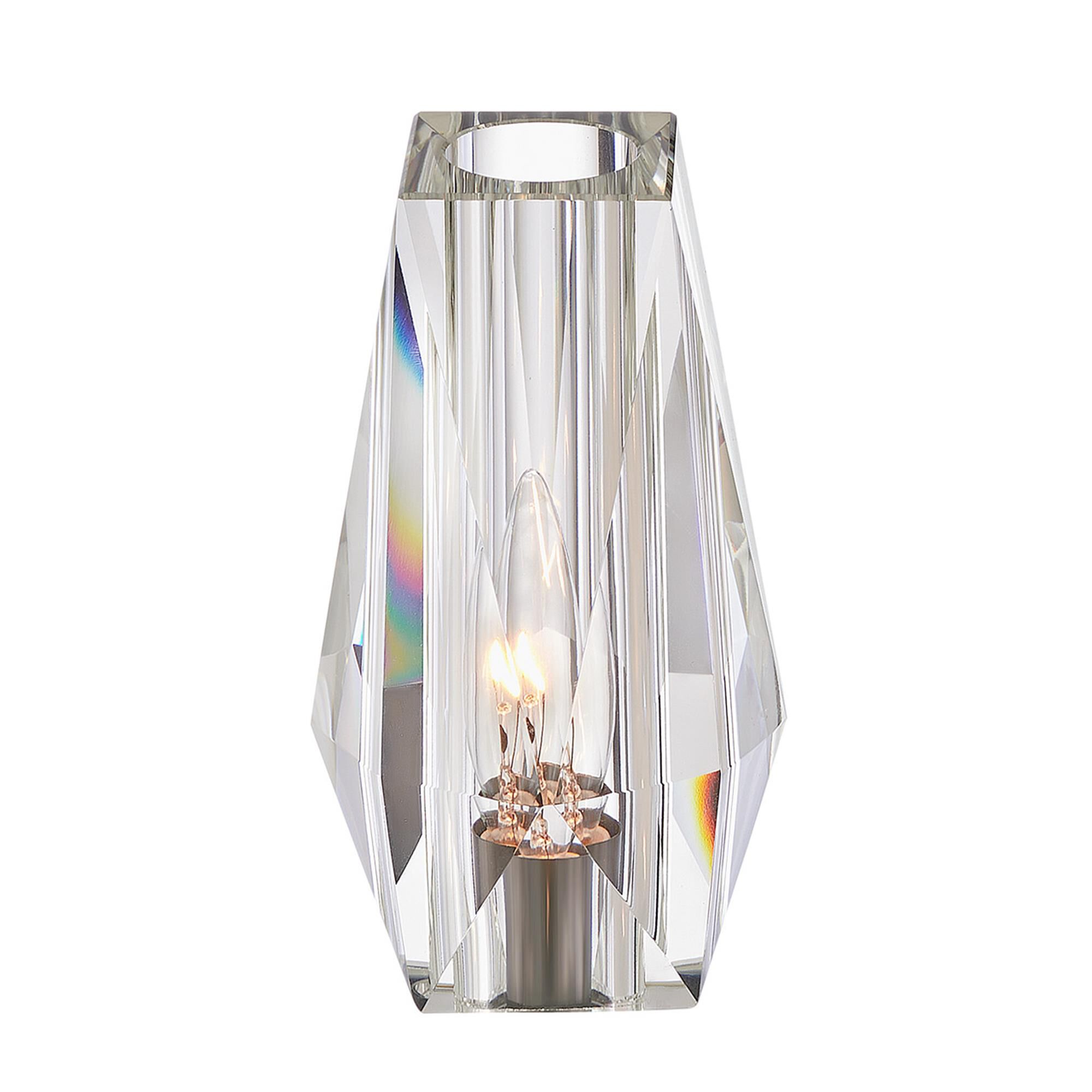 Shown in Black Oxide finish and Faceted Clear Crystal glass