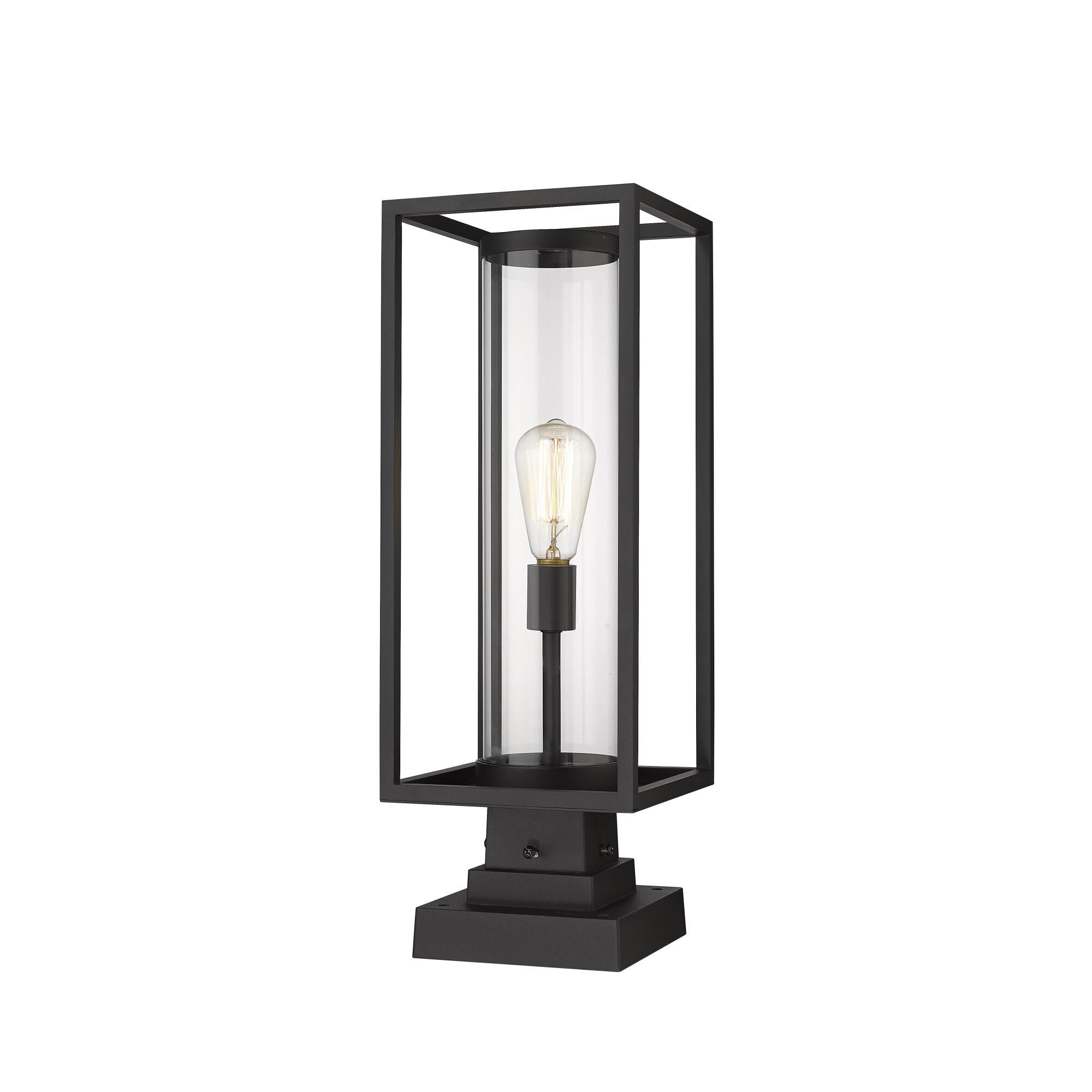 Shown in Black finish and Glass shade