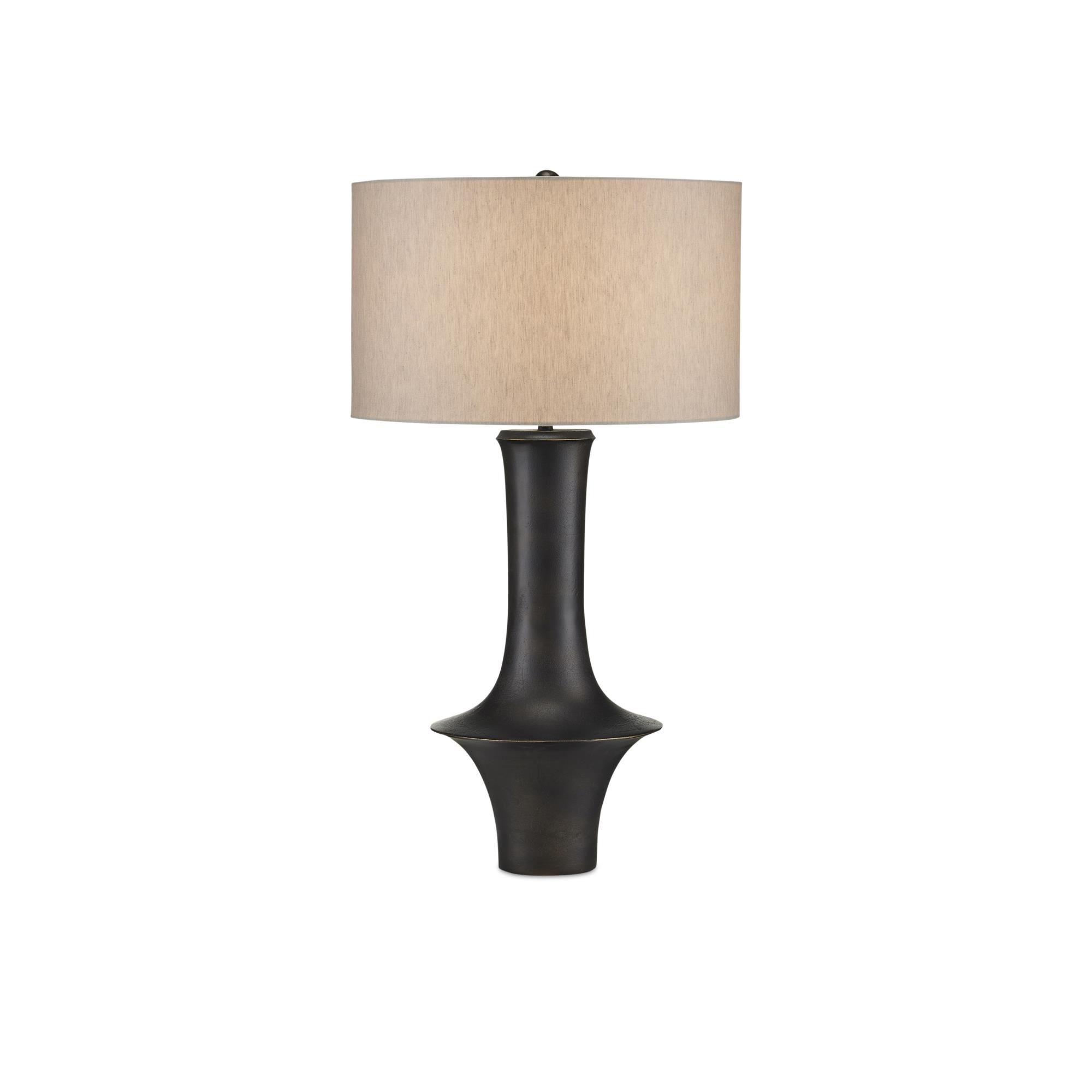 Shown in Black finish and Natural Linen shade