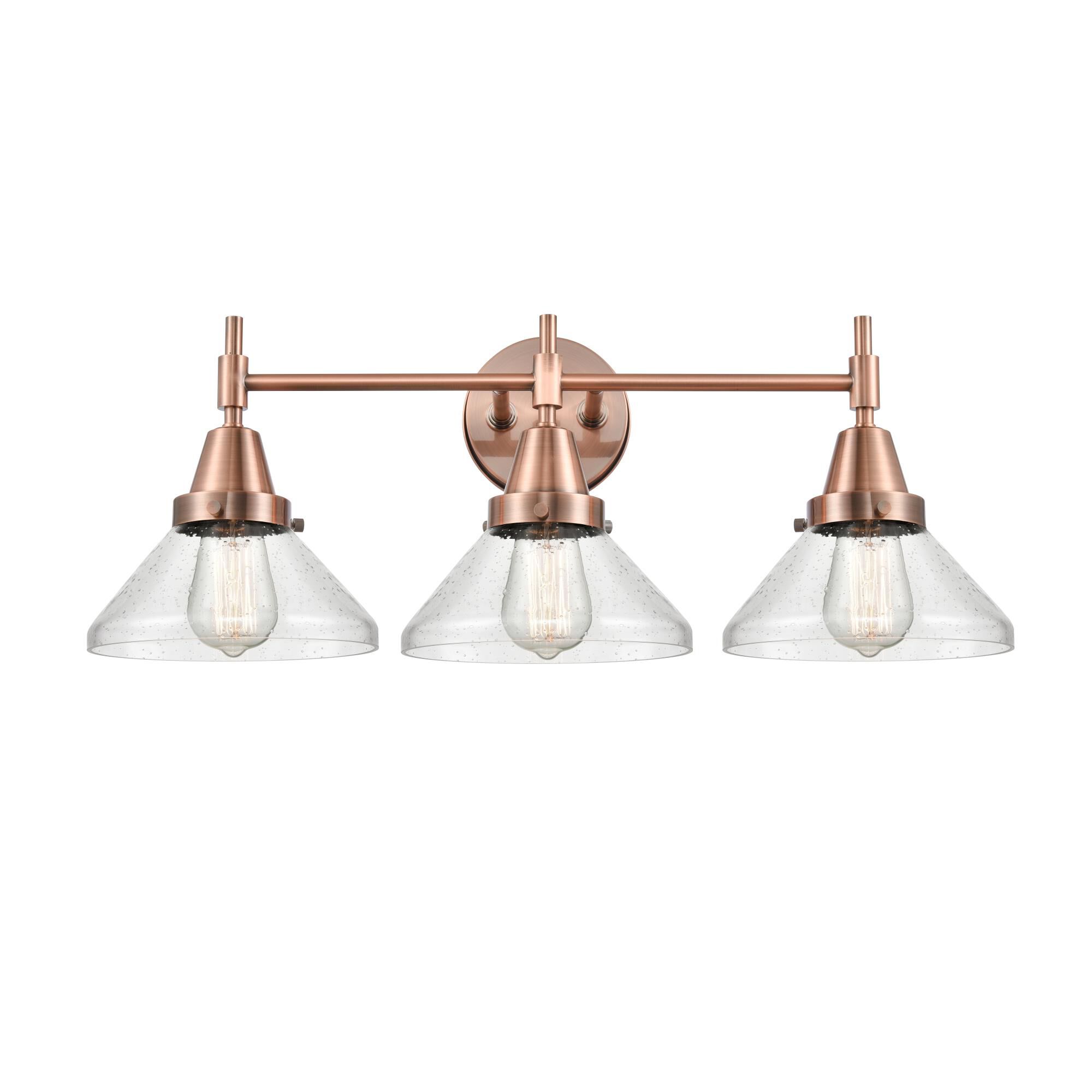 Shown in Antique Copper finish and Seedy Caden glass