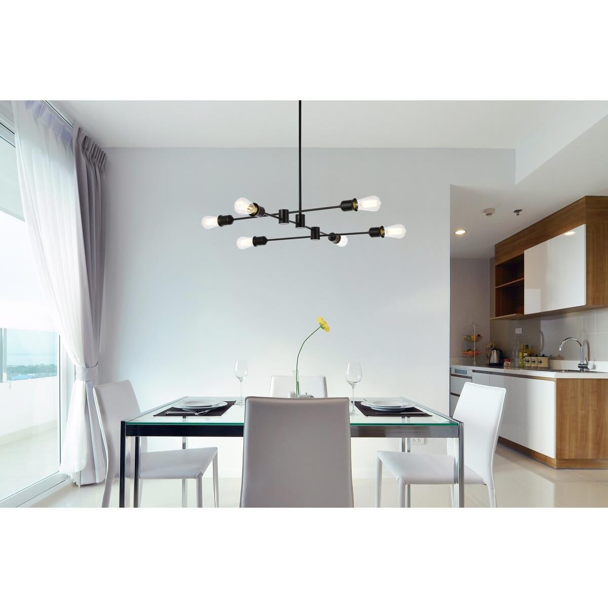 Xavier 31 Inch 6 Light Linear Suspension Light by Elegant Lighting