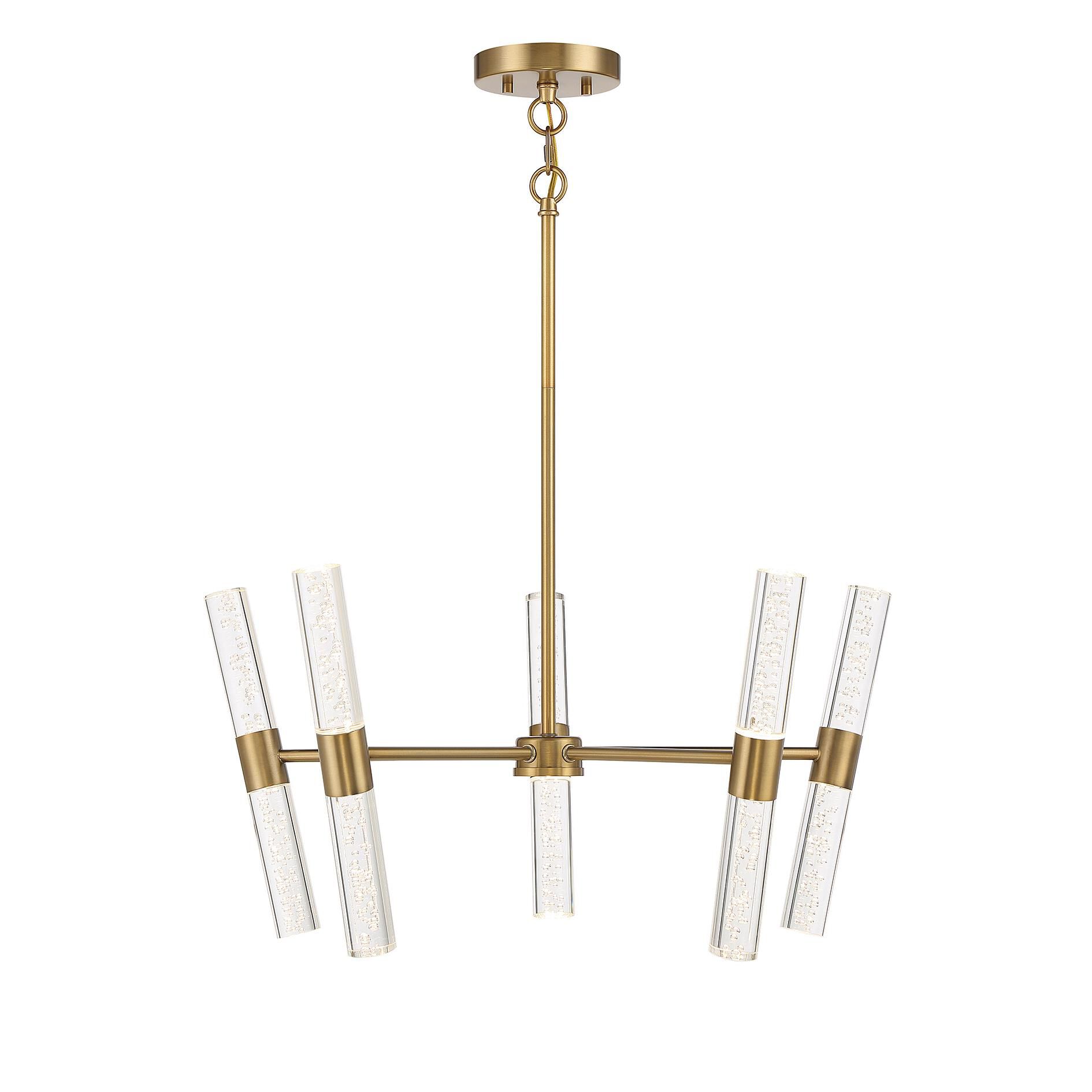 Shown in Warm Brass finish and Bubble glass and Glass shade