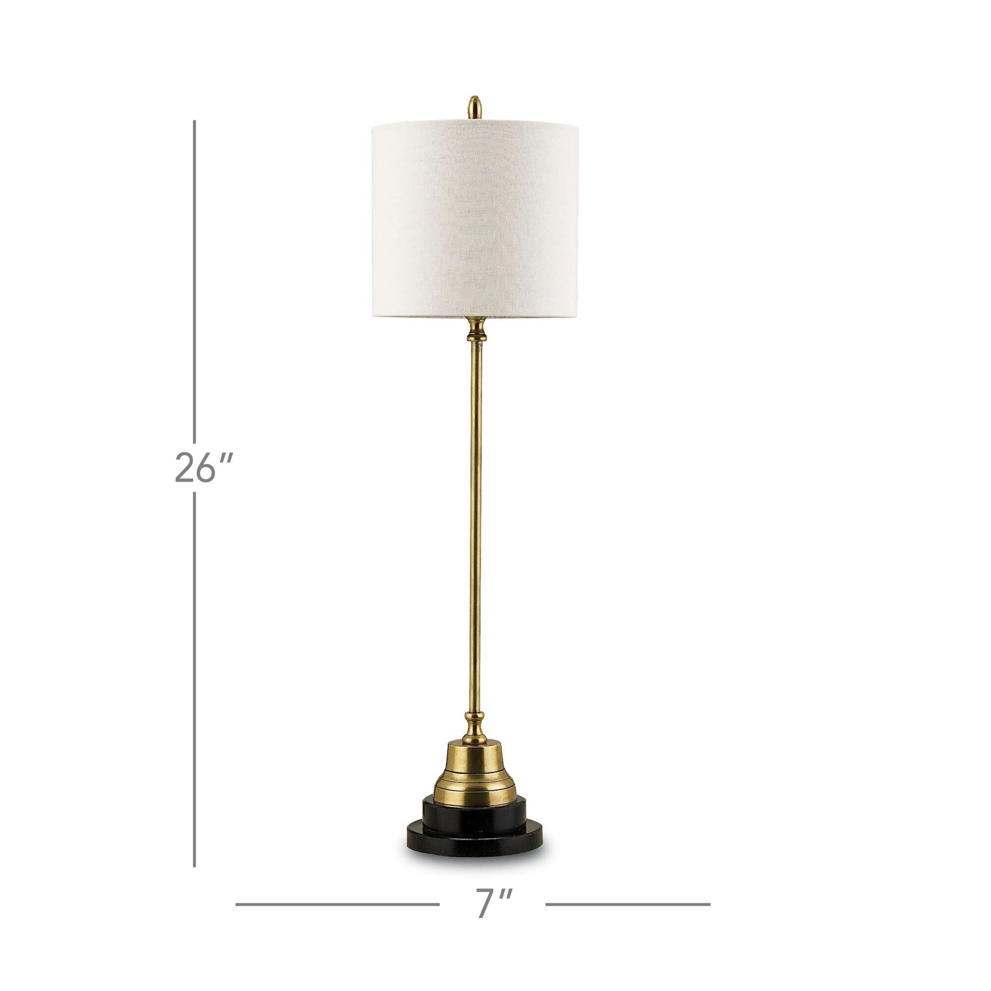 Shown in Vintage Brass/Black finish and Included shade