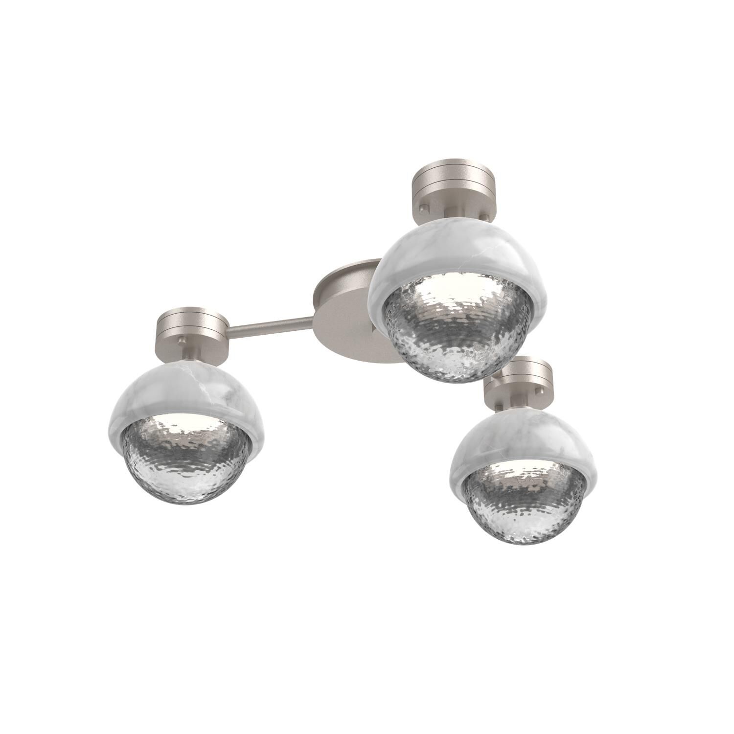 Shown in Beige Silver finish and Clear glass and White Marble accent