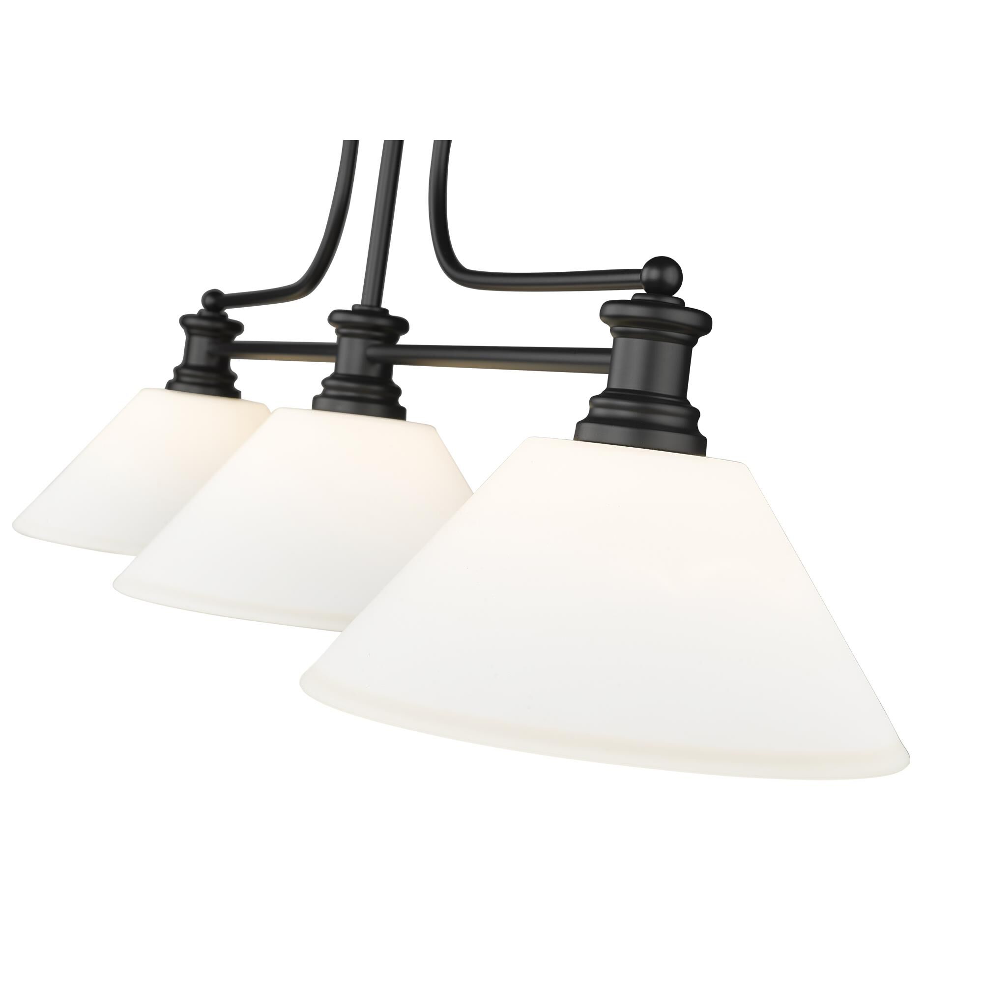 Shown in Matte Black finish and Matte Opal glass