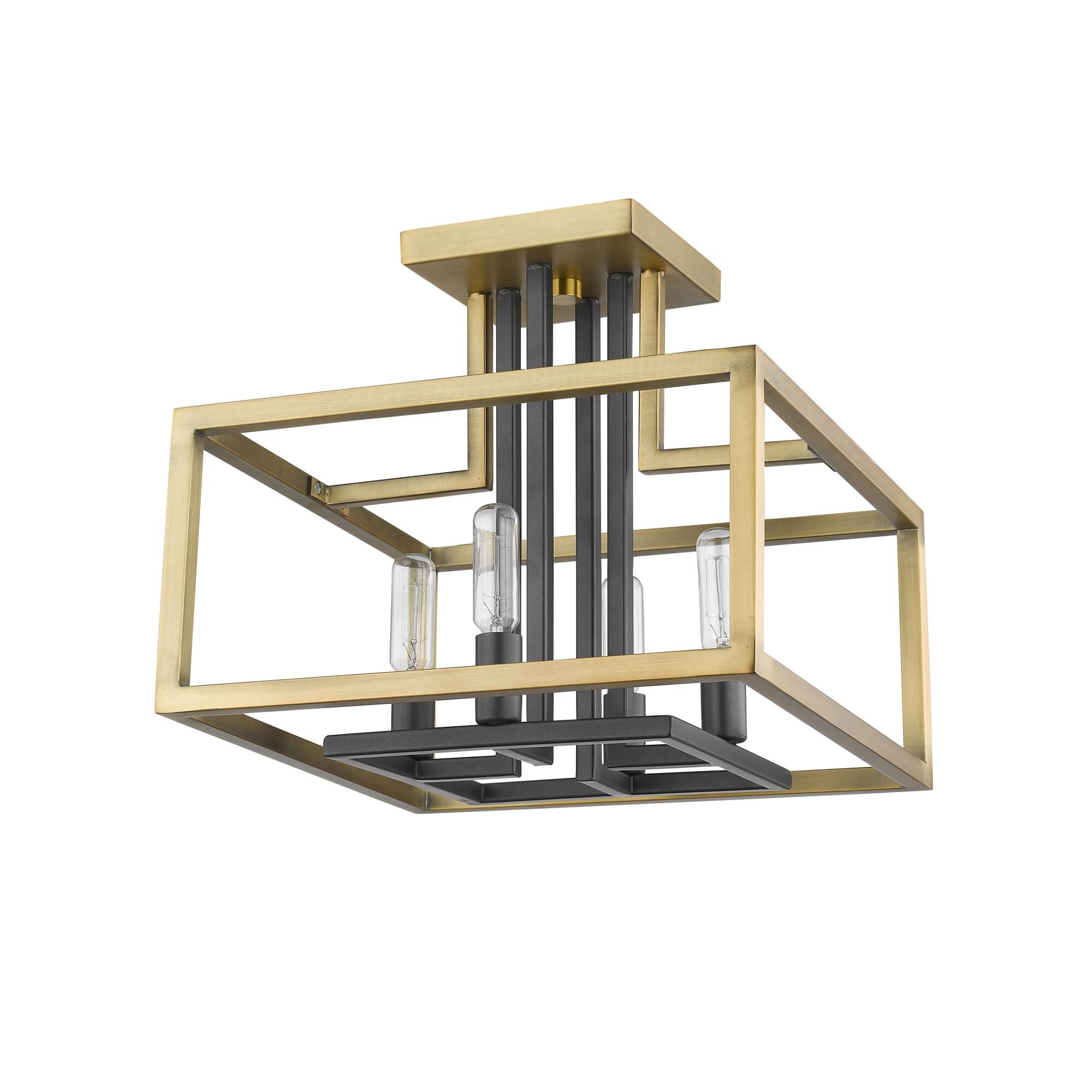 Shown in Olde Brass + Bronze finish and --- glass and --- shade