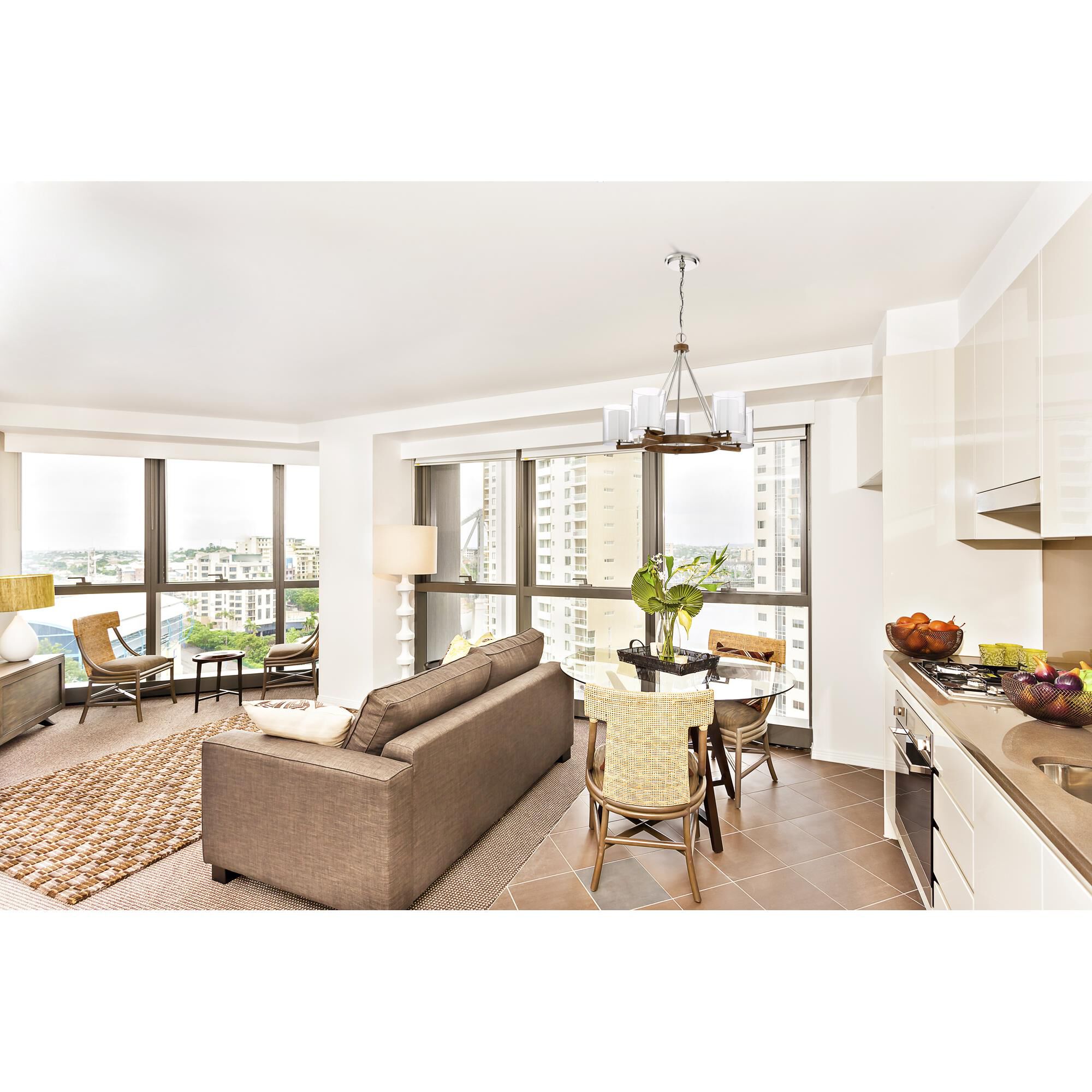 Shown in Polished Nickel/Whiskey Barrel finish and Yes glass and Yes shade