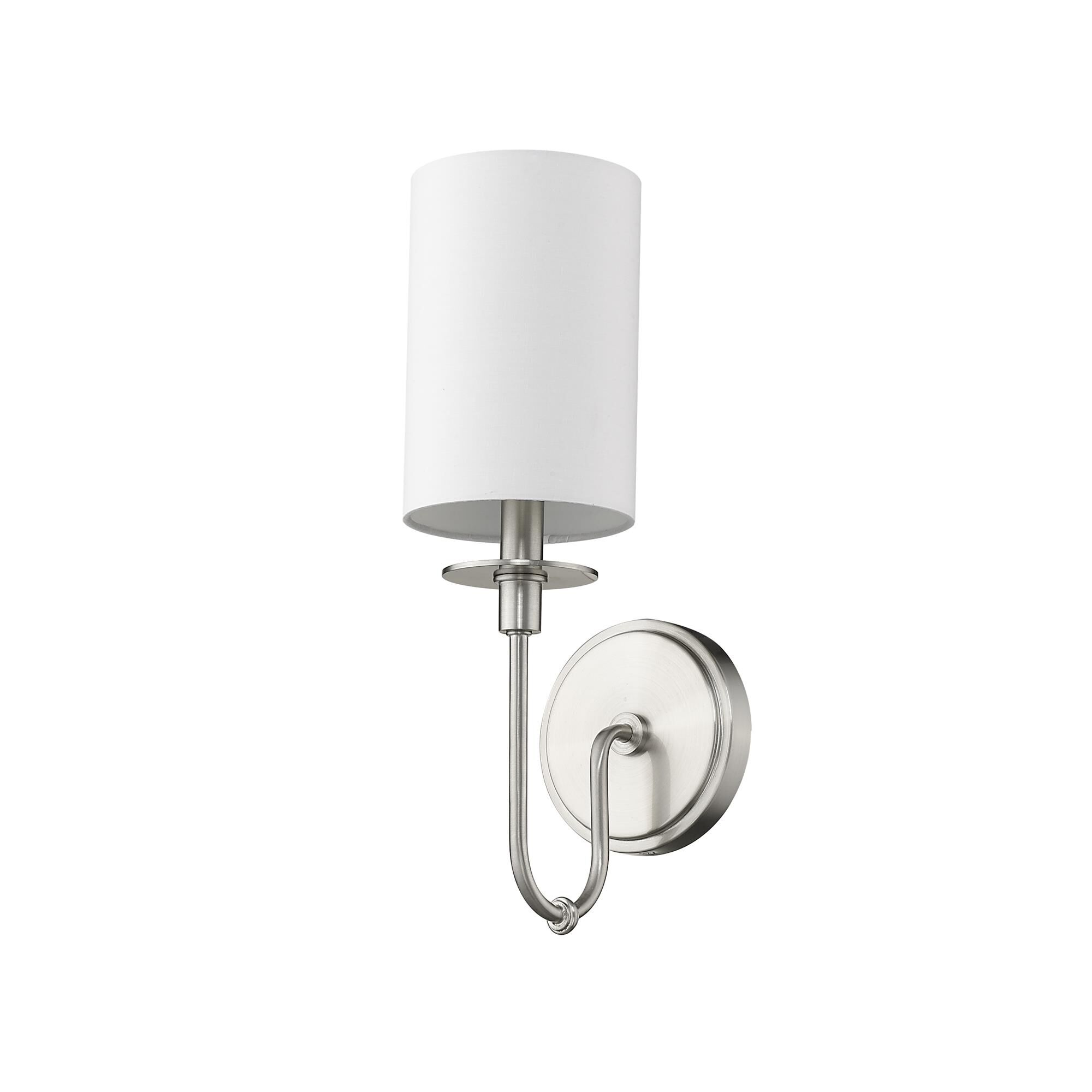 Shown in Brushed Nickel finish and Fabric glass and Fabric shade