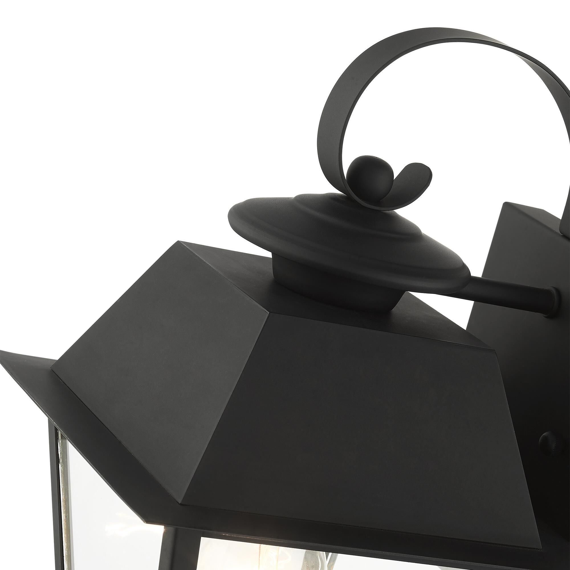 Shown in Black finish and Clear glass