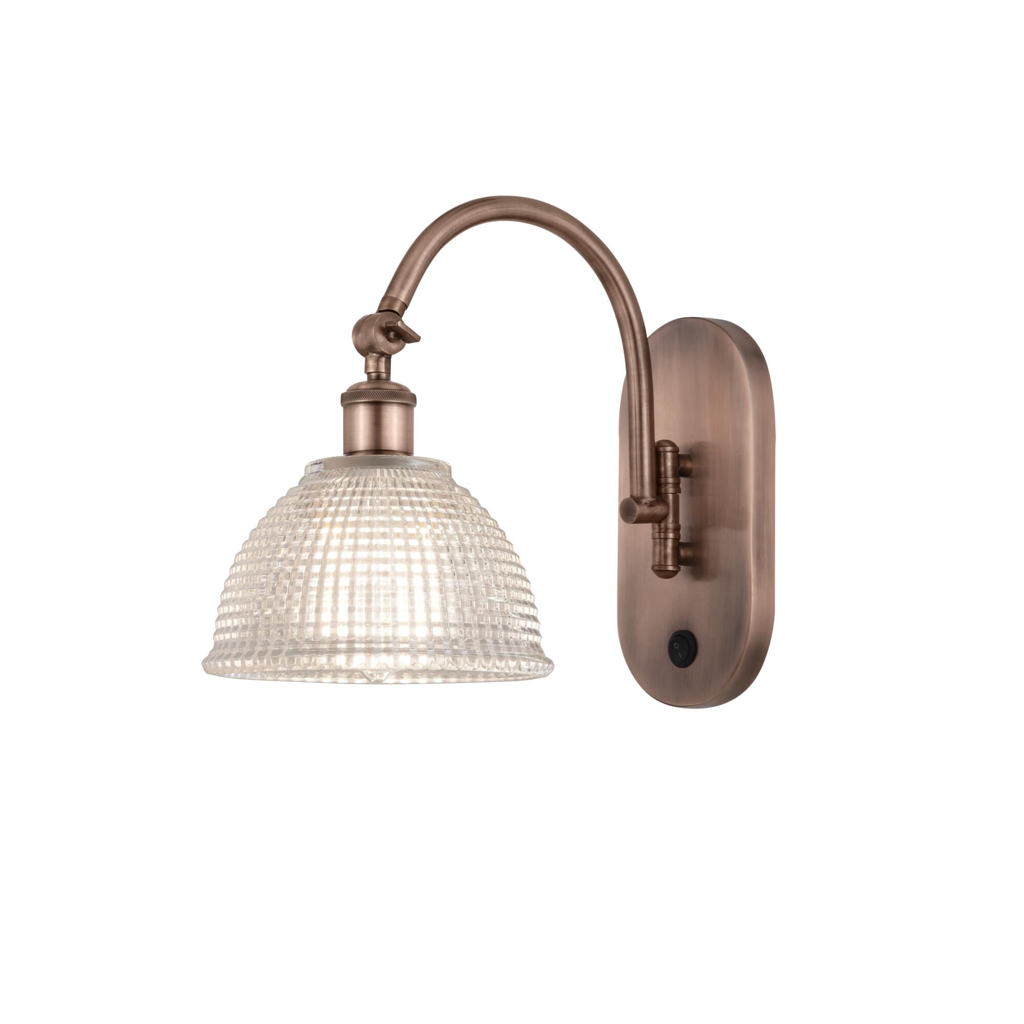 Shown in Antique Copper finish and Clear glass