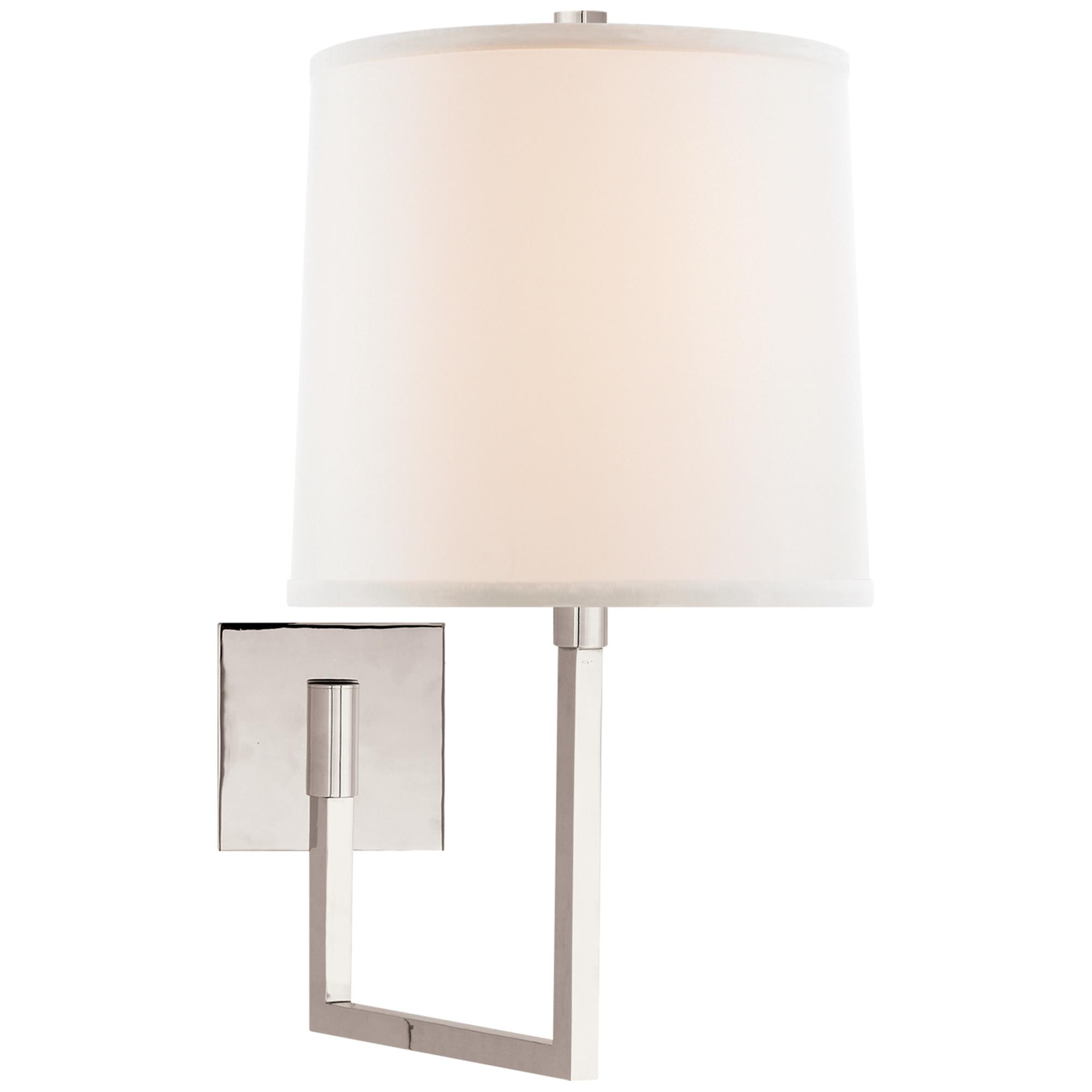 Shown in Polished Nickel finish and Linen shade
