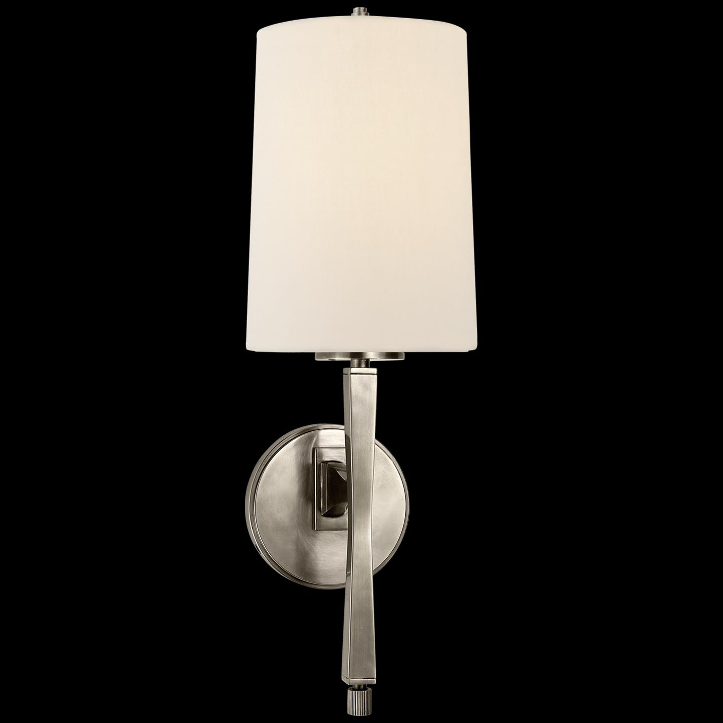 Shown in Antique Nickel finish and Linen shade