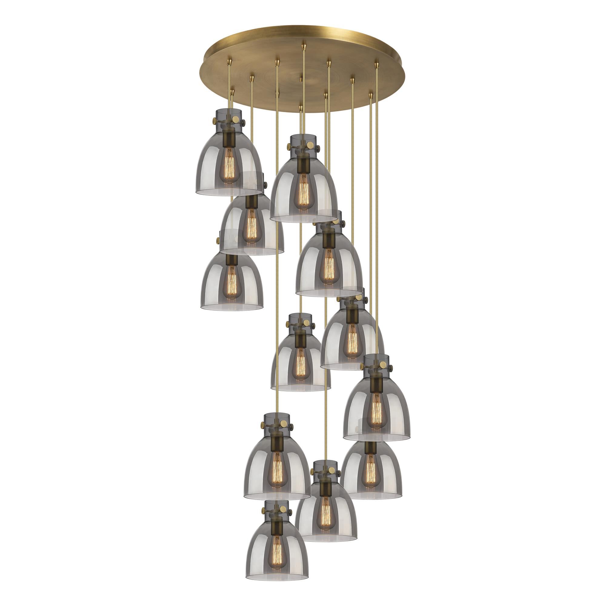 Shown in Brushed Brass finish and Light Smoke glass and Light Smoke Glass shade