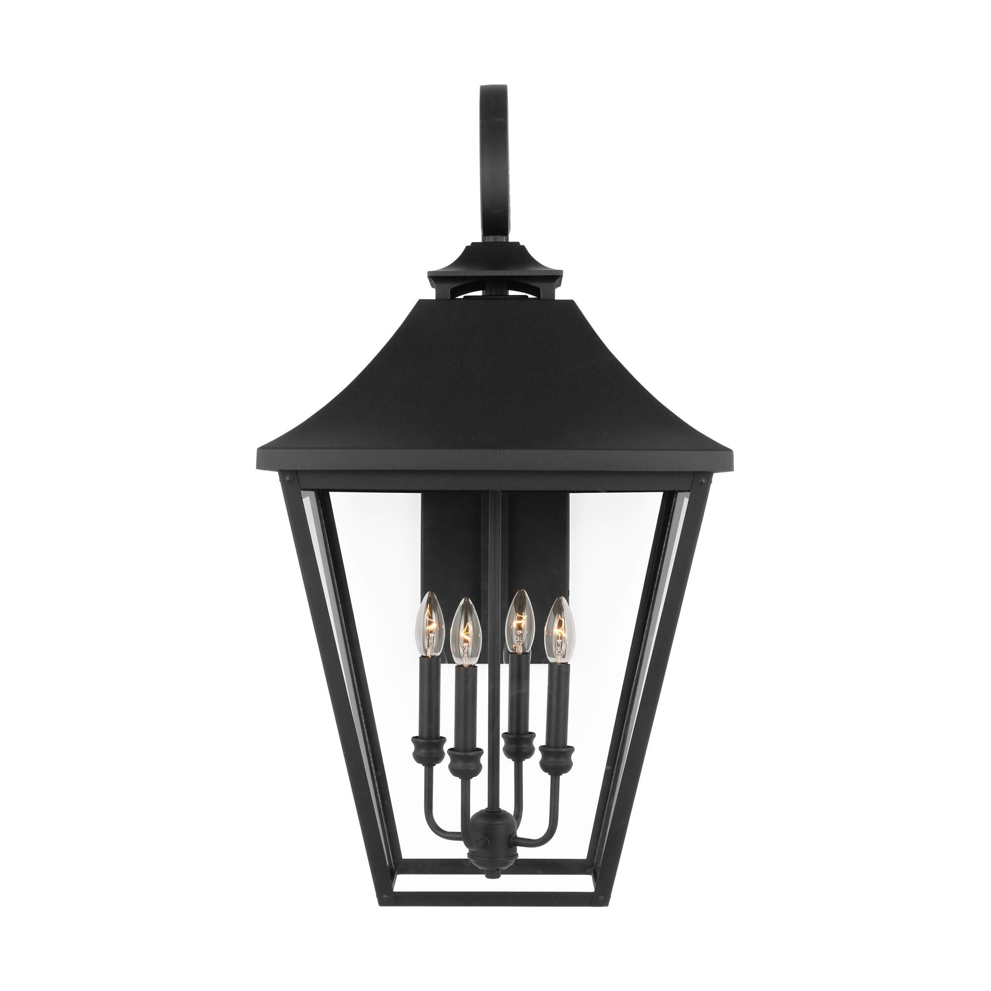 Shown in Textured Black finish and Clear Seeded Glass Panels shade