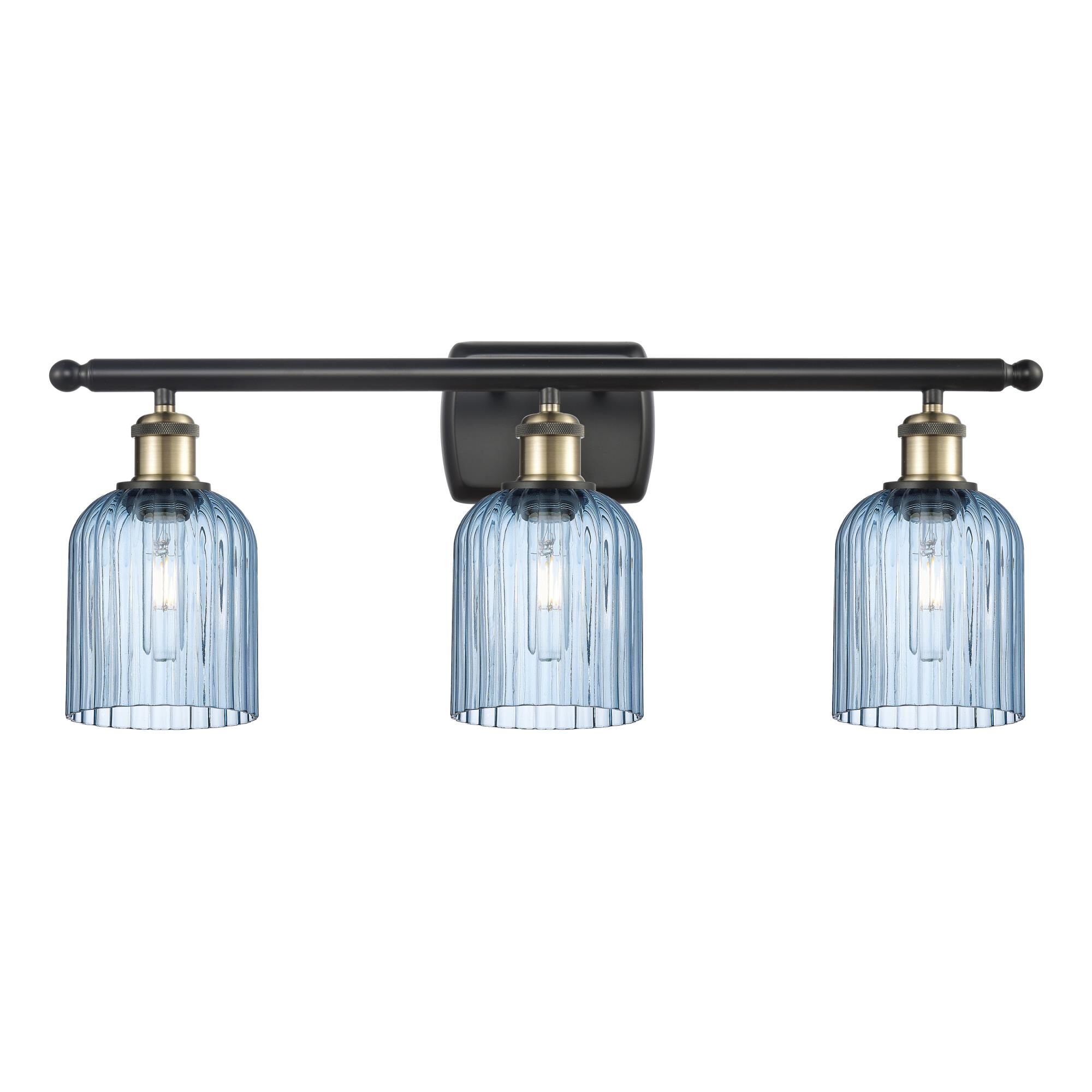 Shown in Black Antique Brass finish and Princess Blue shade