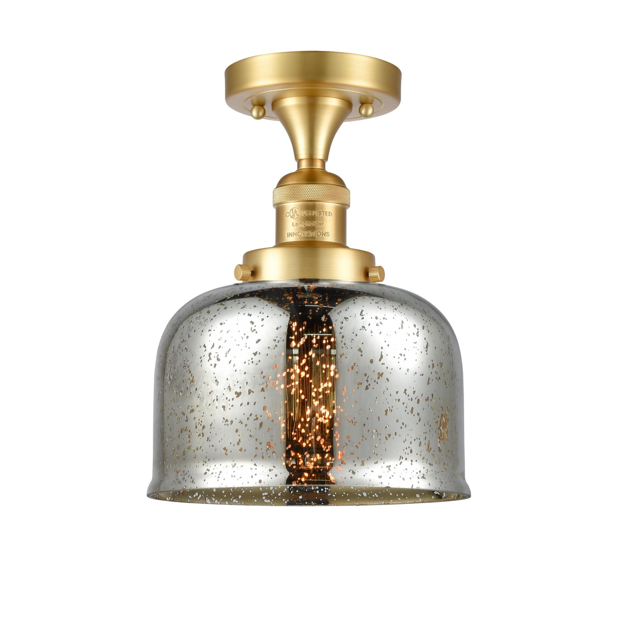 Shown in Satin Gold finish and Silver Plated Mercury Large Bell glass