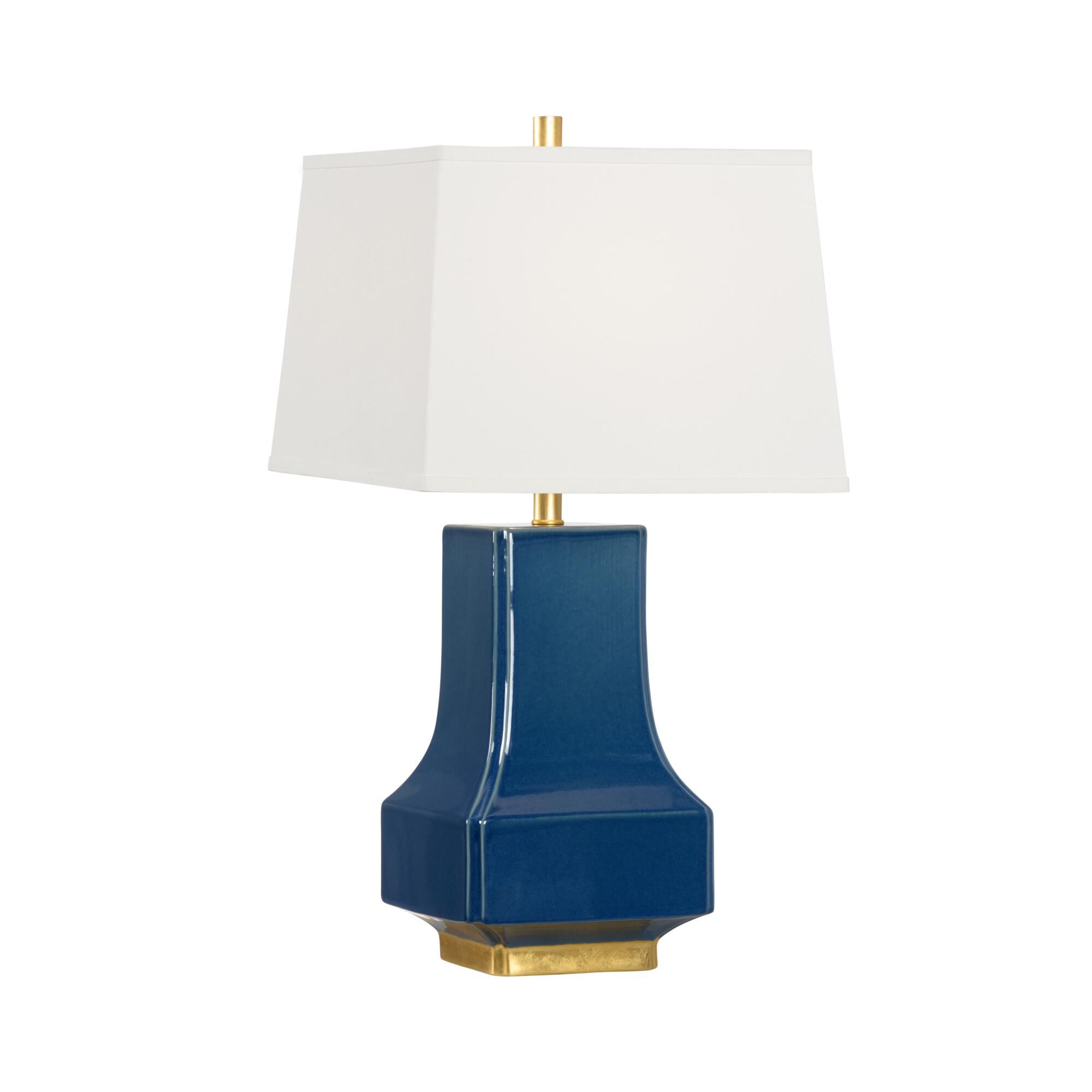 Shown in Cadet Blue Glaze-Antique Gold Leaf finish and Off White Silkette shade