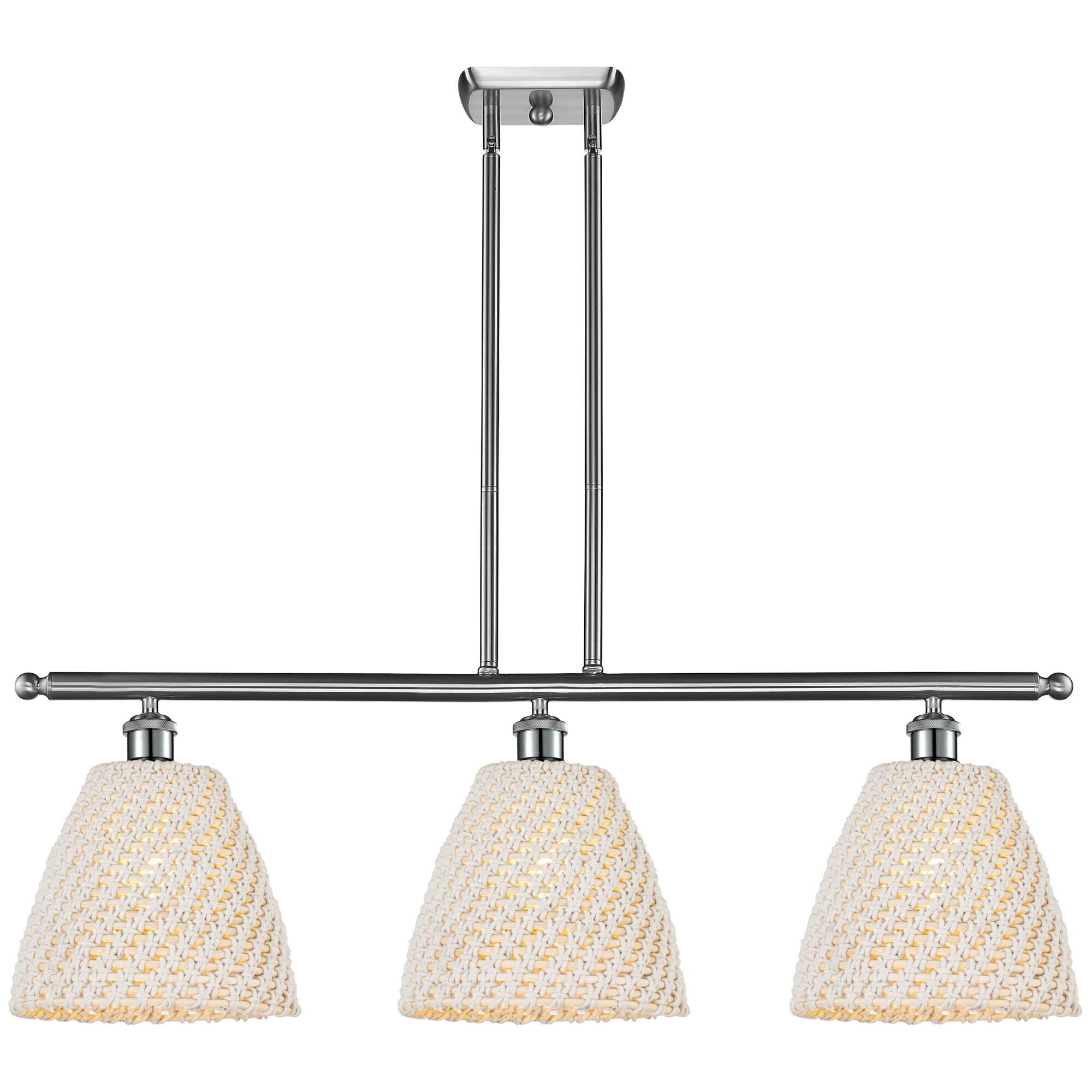 Shown in Brushed Satin Nickel finish and Natural shade