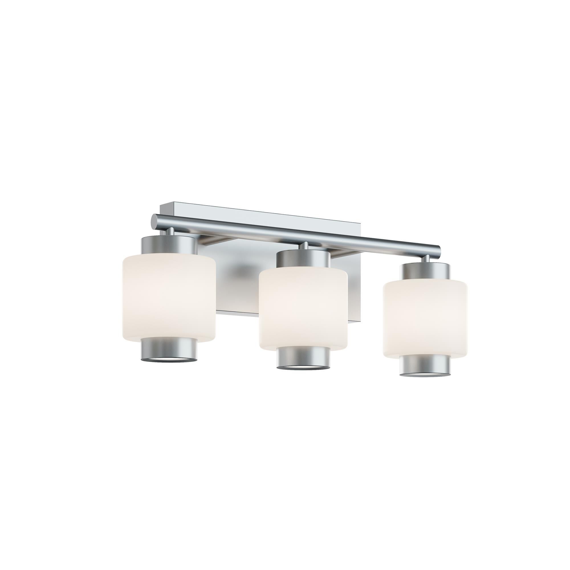 Shown in Satin Nickel finish and White glass