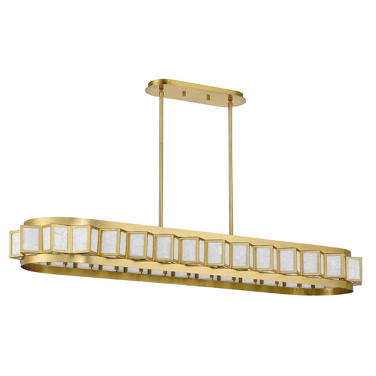 Shown in Warm Brass finish and Capiz Shell shade