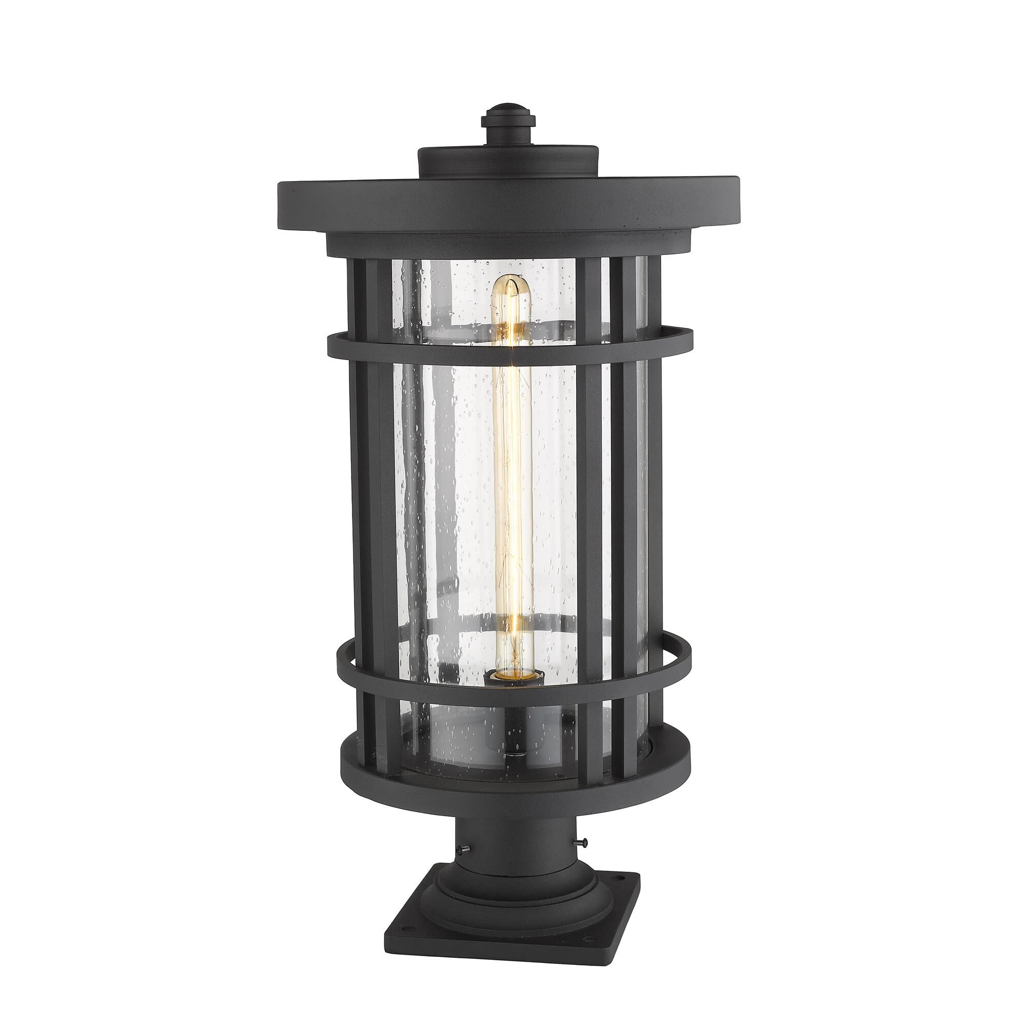Shown in Black finish and Glass shade