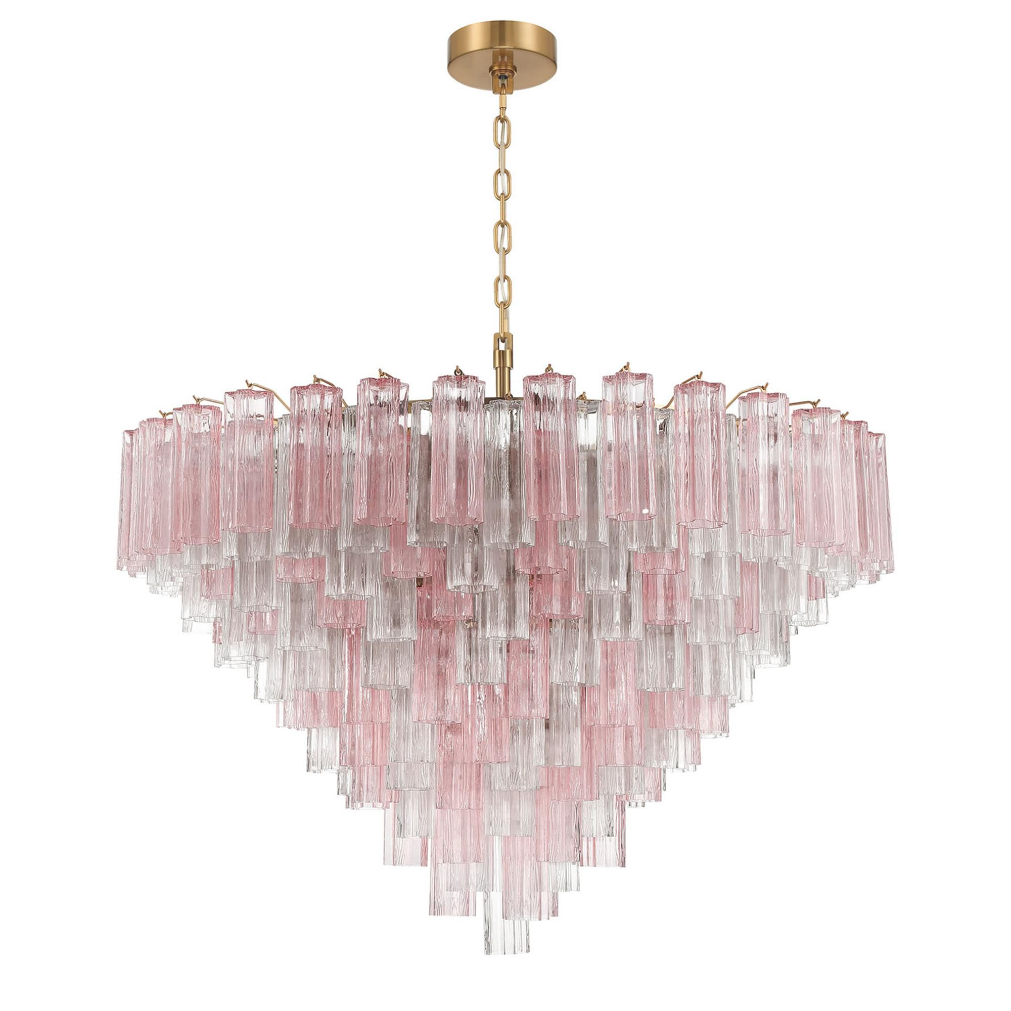 Shown in Aged Brass finish and Tronchi Glass crystal