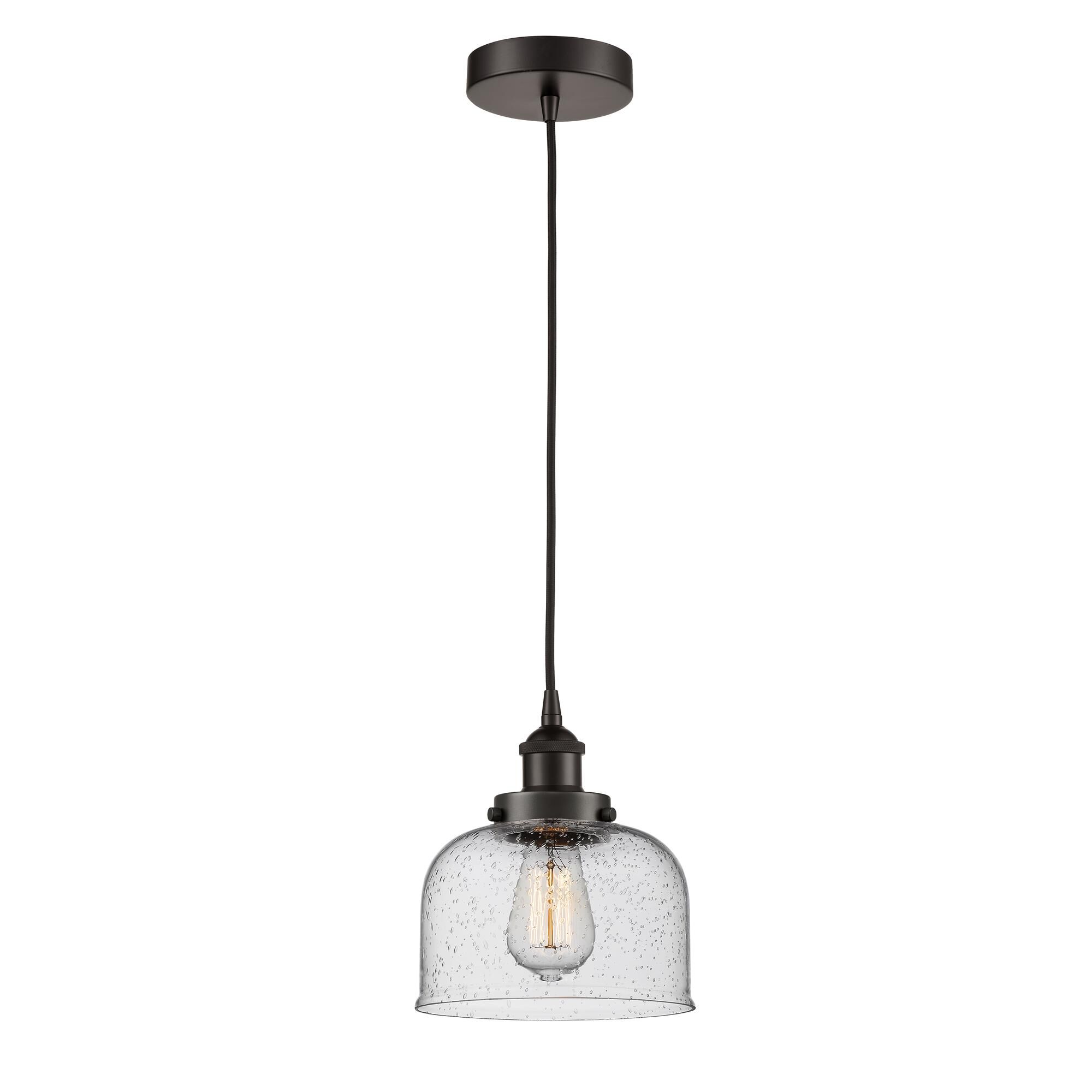 Shown in Oil Rubbed Bronze finish and Seedy Large Bell glass