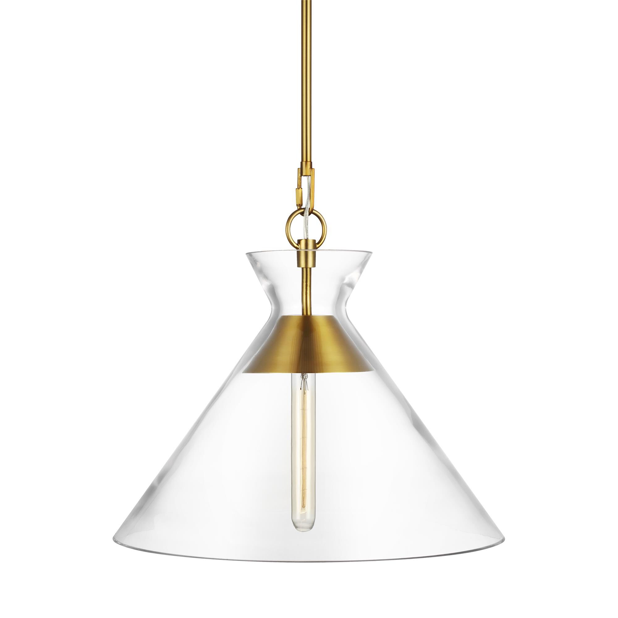 Shown in Burnished Brass finish and Clear glass