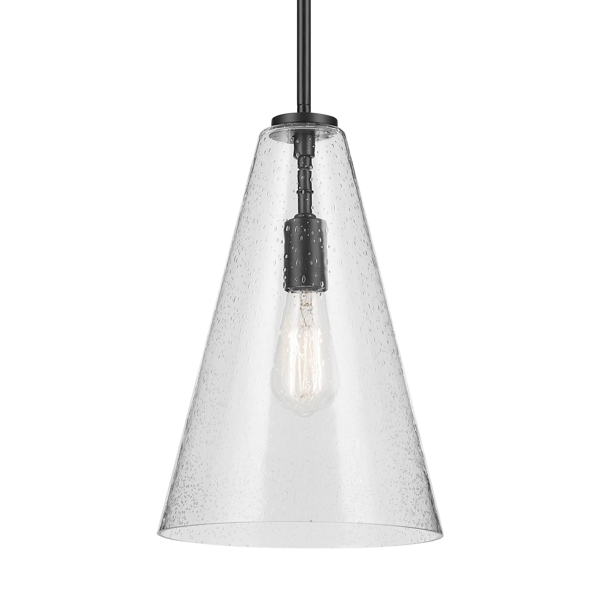 Shown in Black finish and Clear Seeded glass
